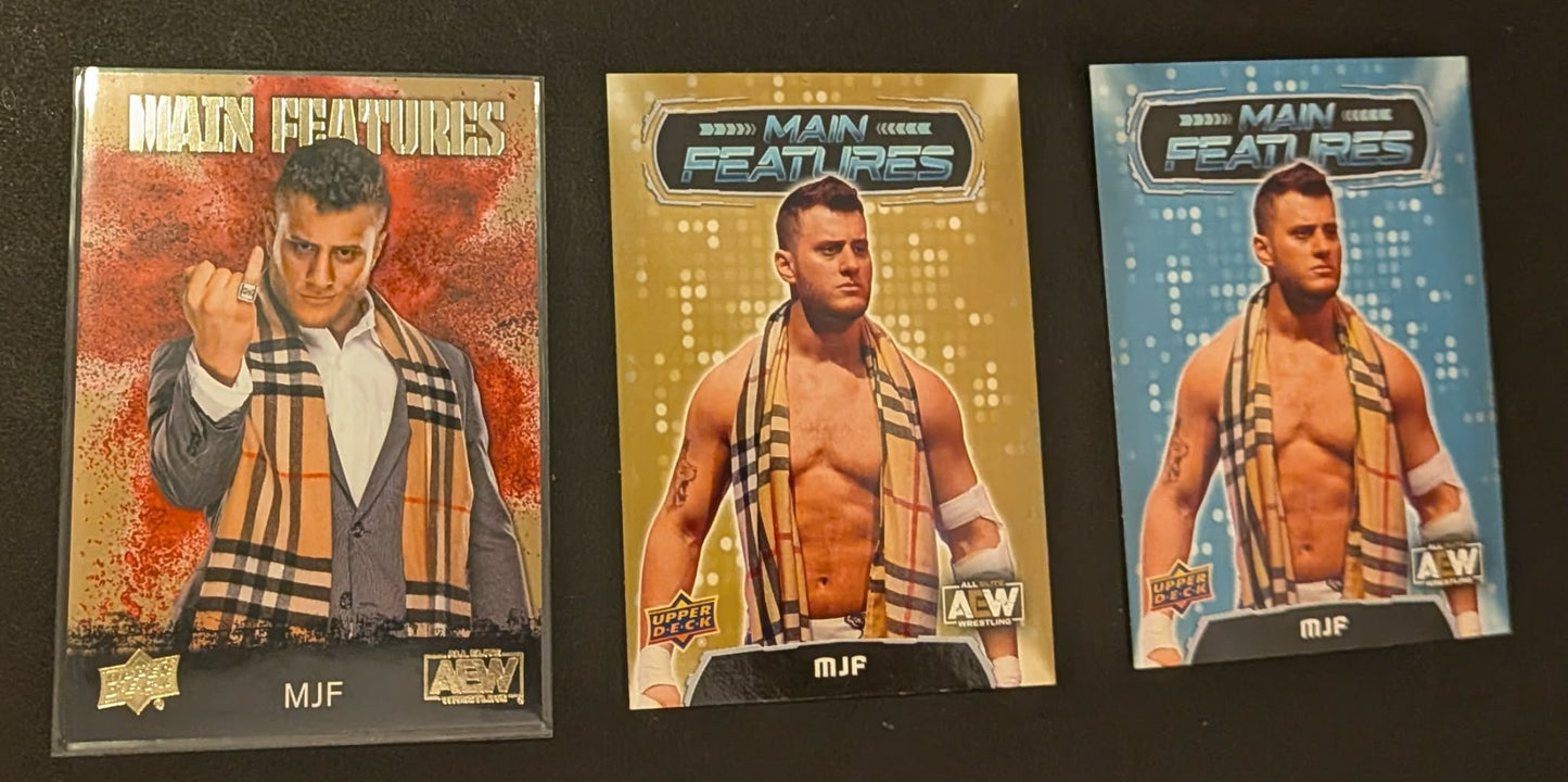 3 Lot 2022 UD AEW MJF Main Features Gold + Base
