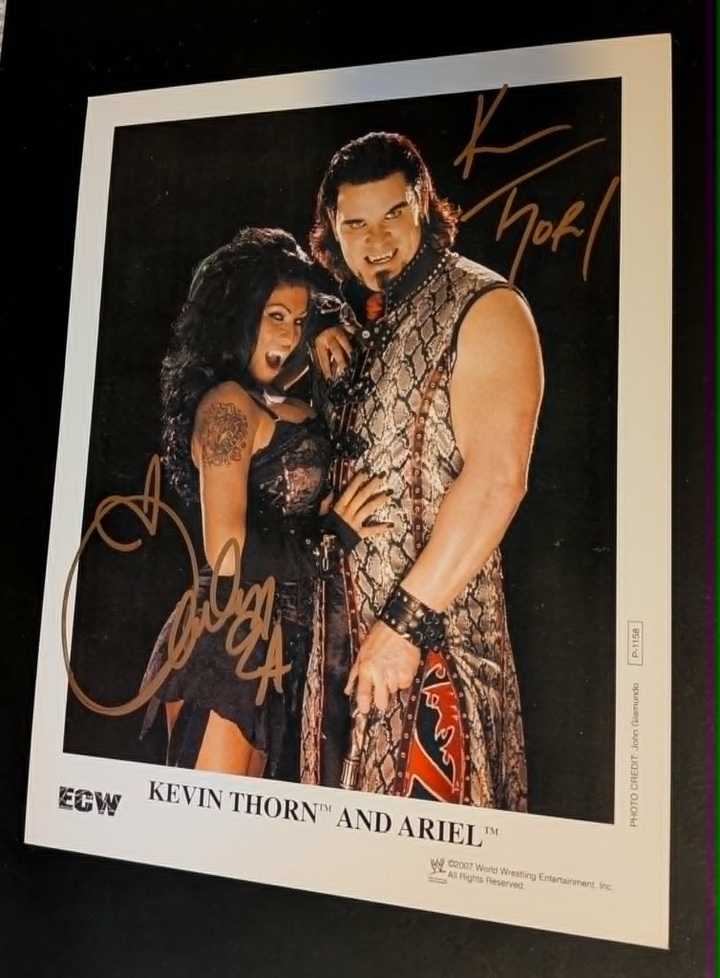 Shelly Martinez (Ariel) & Kevin Thorn Dual Signed 8.5x11 Photo COA