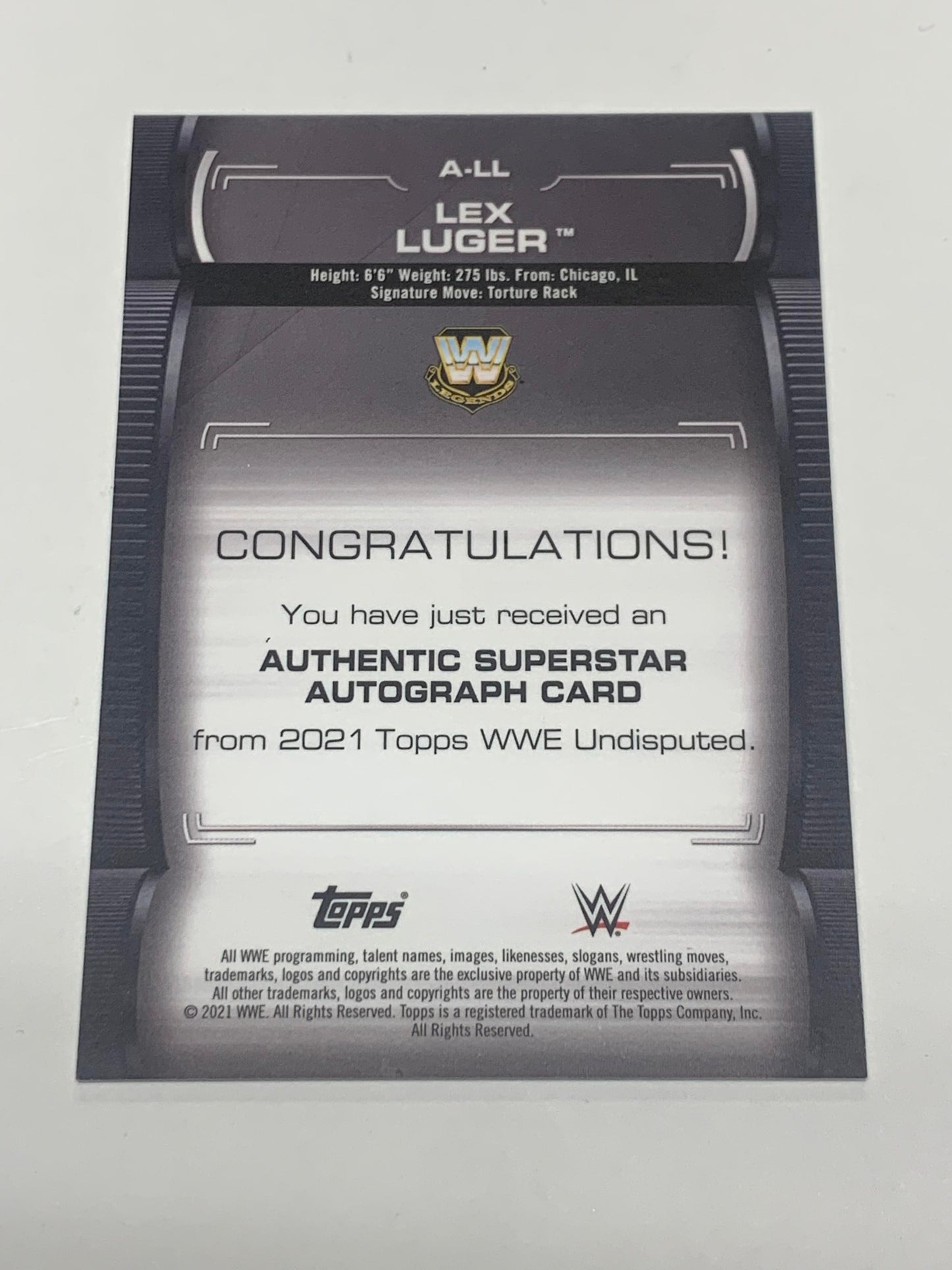 Lex Luger 2021 WWE Topps Undisputed Authentic Superstar Autograph #/199