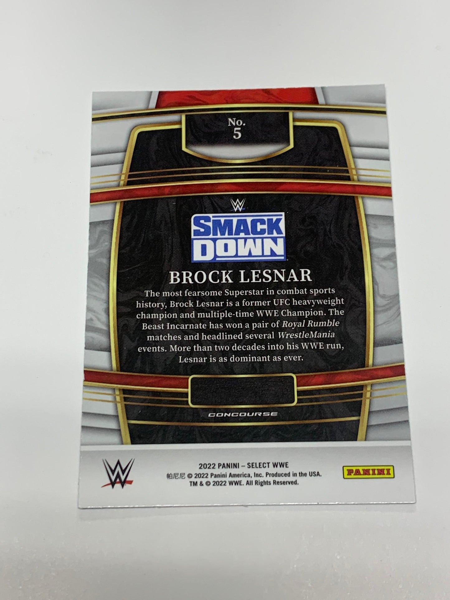 Brock Lesnar 2022 WWE Panini Select “Red, White & Blue” Card #5