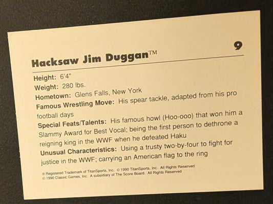 Hacksaw Jim Duggan 1989 WWE Classic Signed Card #9