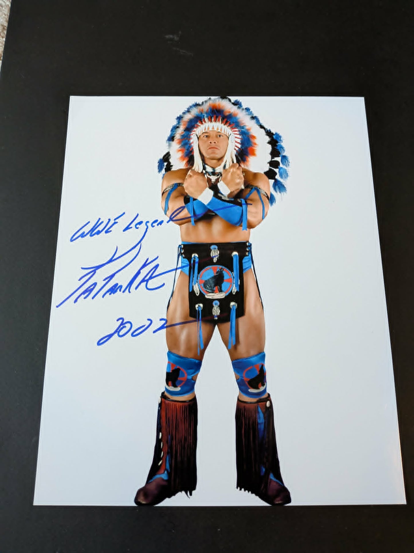 Tatanka Pose 3 Signed Photo COA - Inscribed WWE Legend