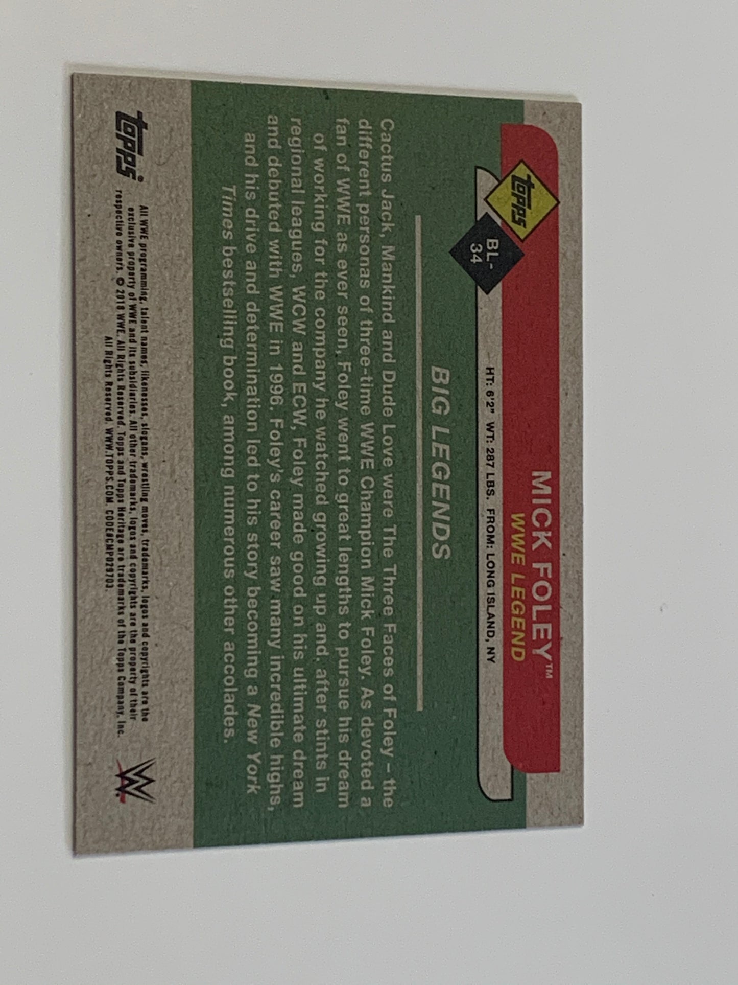 Mick Foley 2018 WWE Topps Heritage Card Cactus Jack