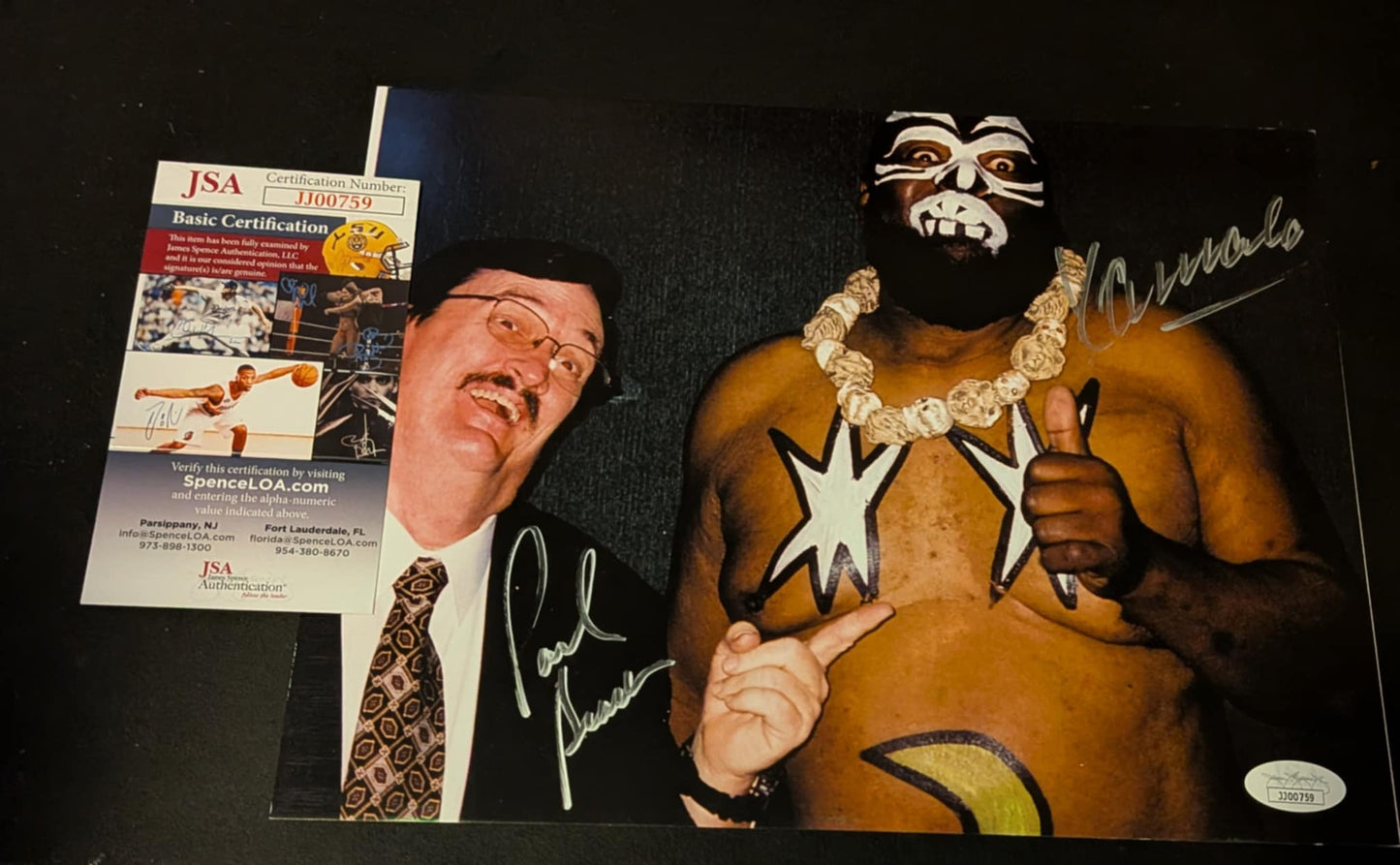 Paul Bearer & Kamala Dual Signed Photo JSA COA