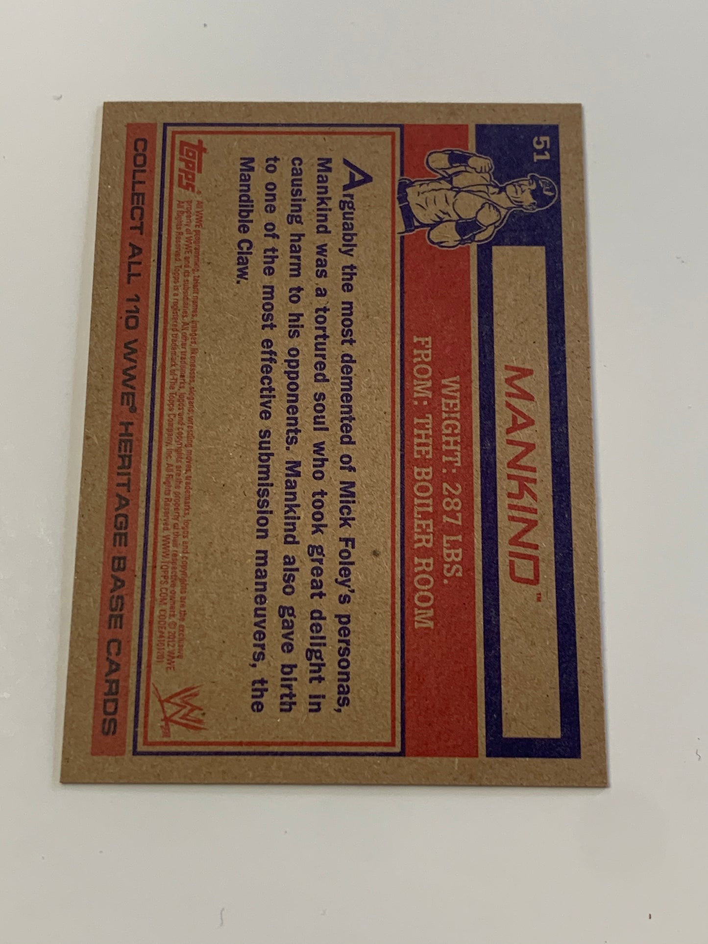 Mandkind 2012 WWE Topps Heritage Card Mick Foley