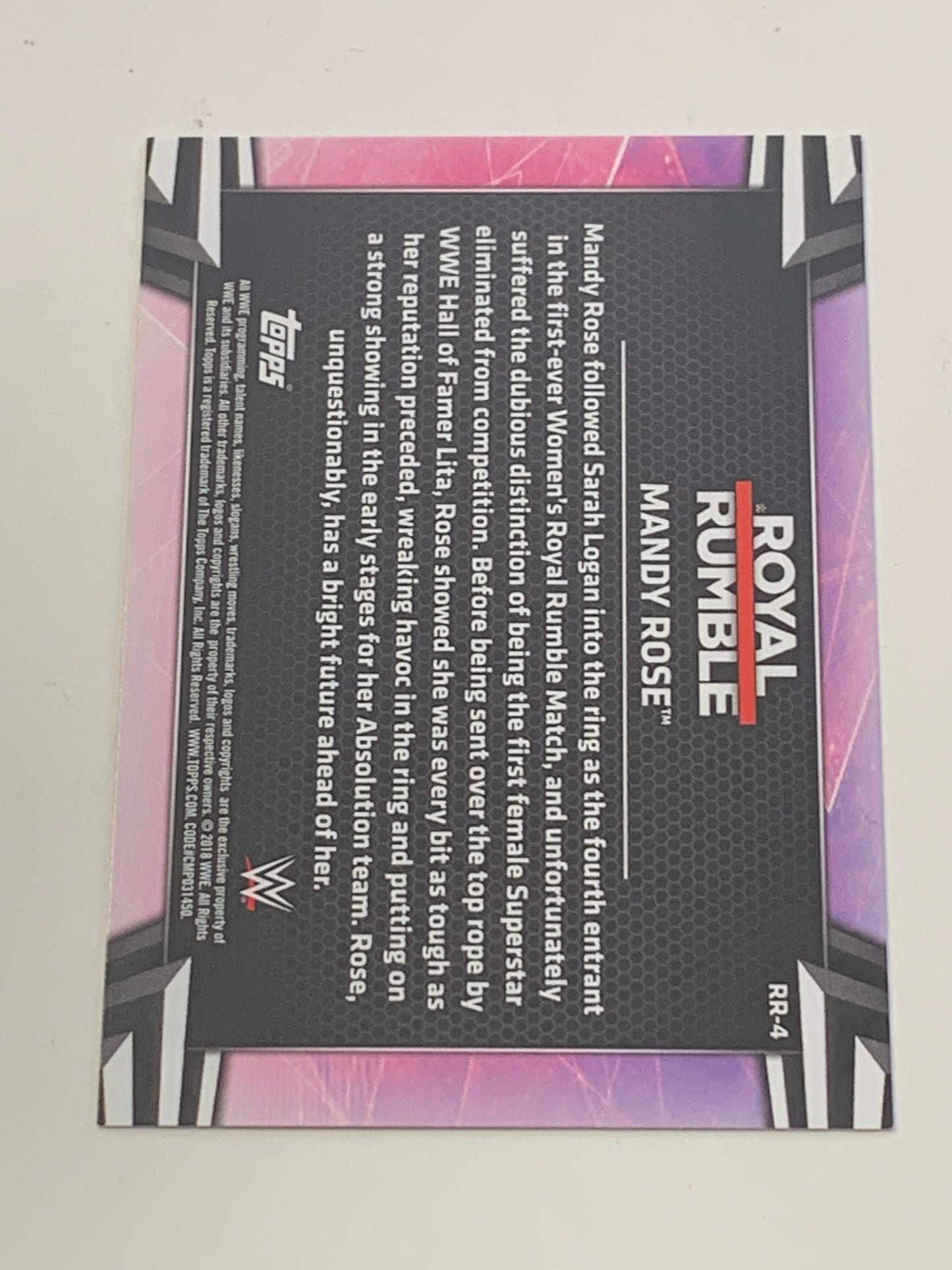 Mandy Rose 2018 WWE Topps Royal Rumble Card