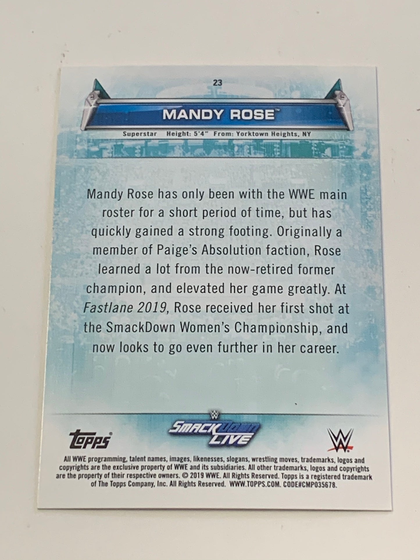Mandy Rose 2019 WWE Topps Womans Division Card