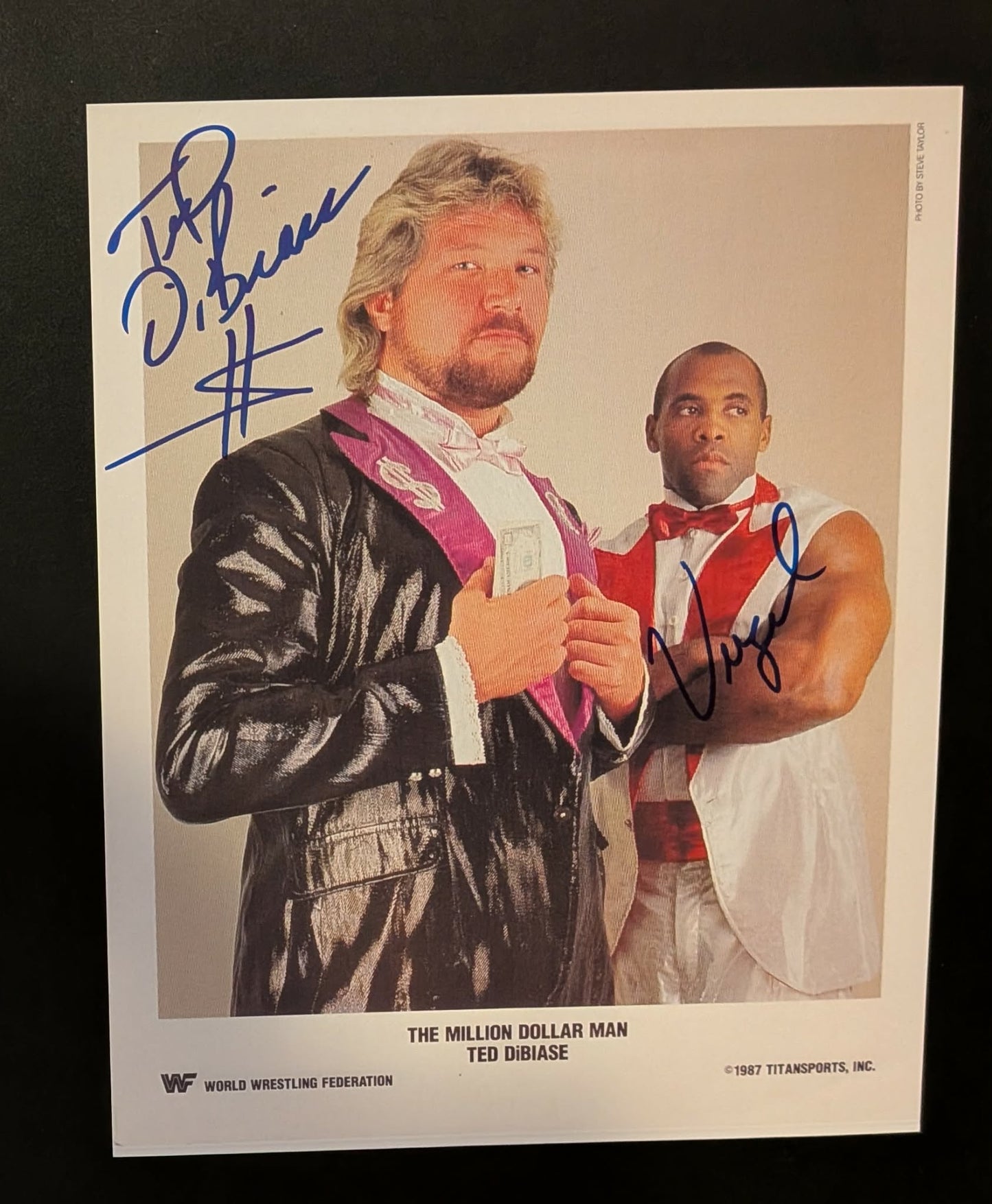 Ted Dibiase & Virgil Pose 7 Dual Signed Photo COA