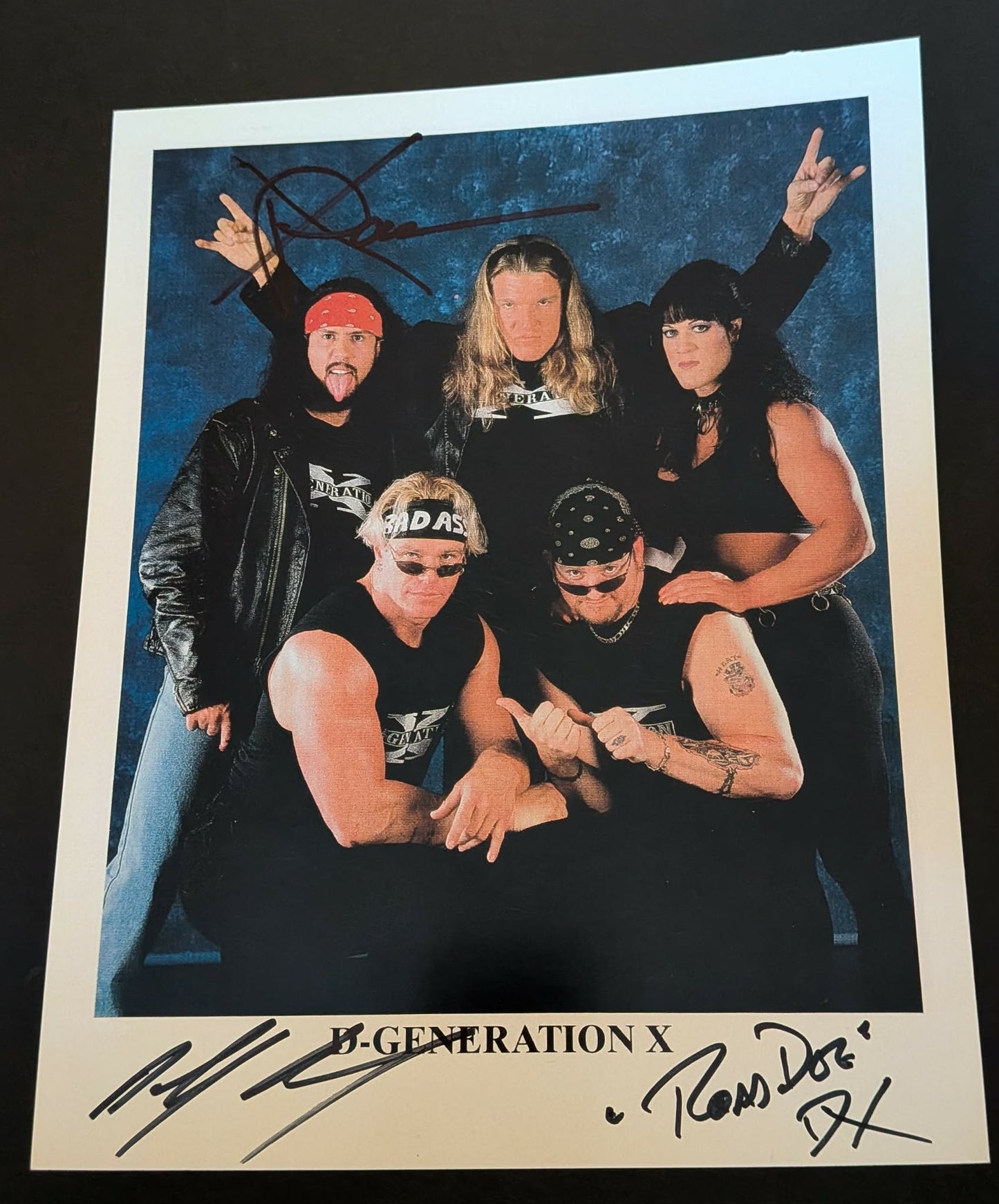 New Age Outlaws Billy Gunn & Road Dogg X-Pac Triple Signed Photo COA