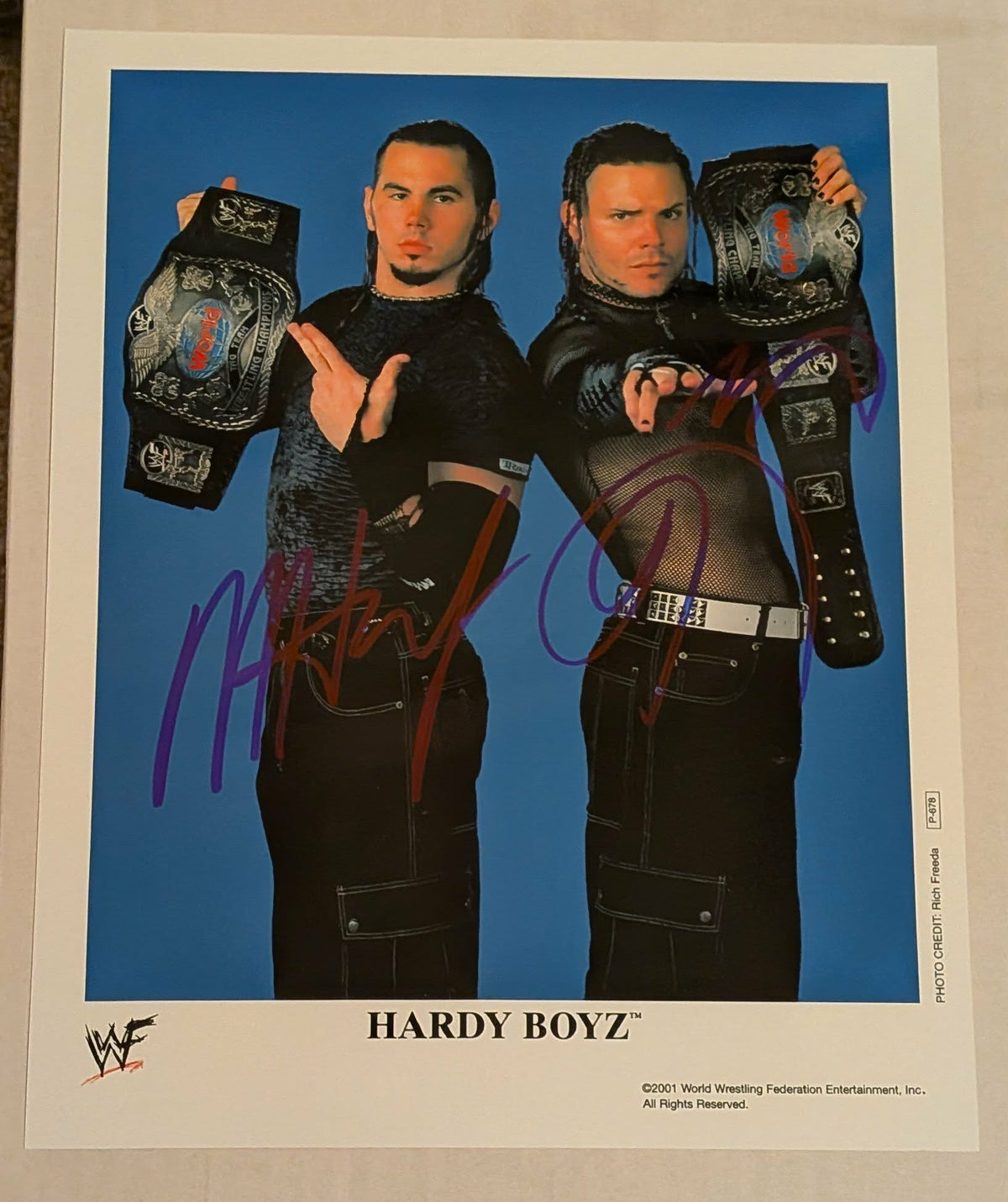 Hardy Boyz (Matt & Jeff) Pose 4 Dual Signed Photo COA