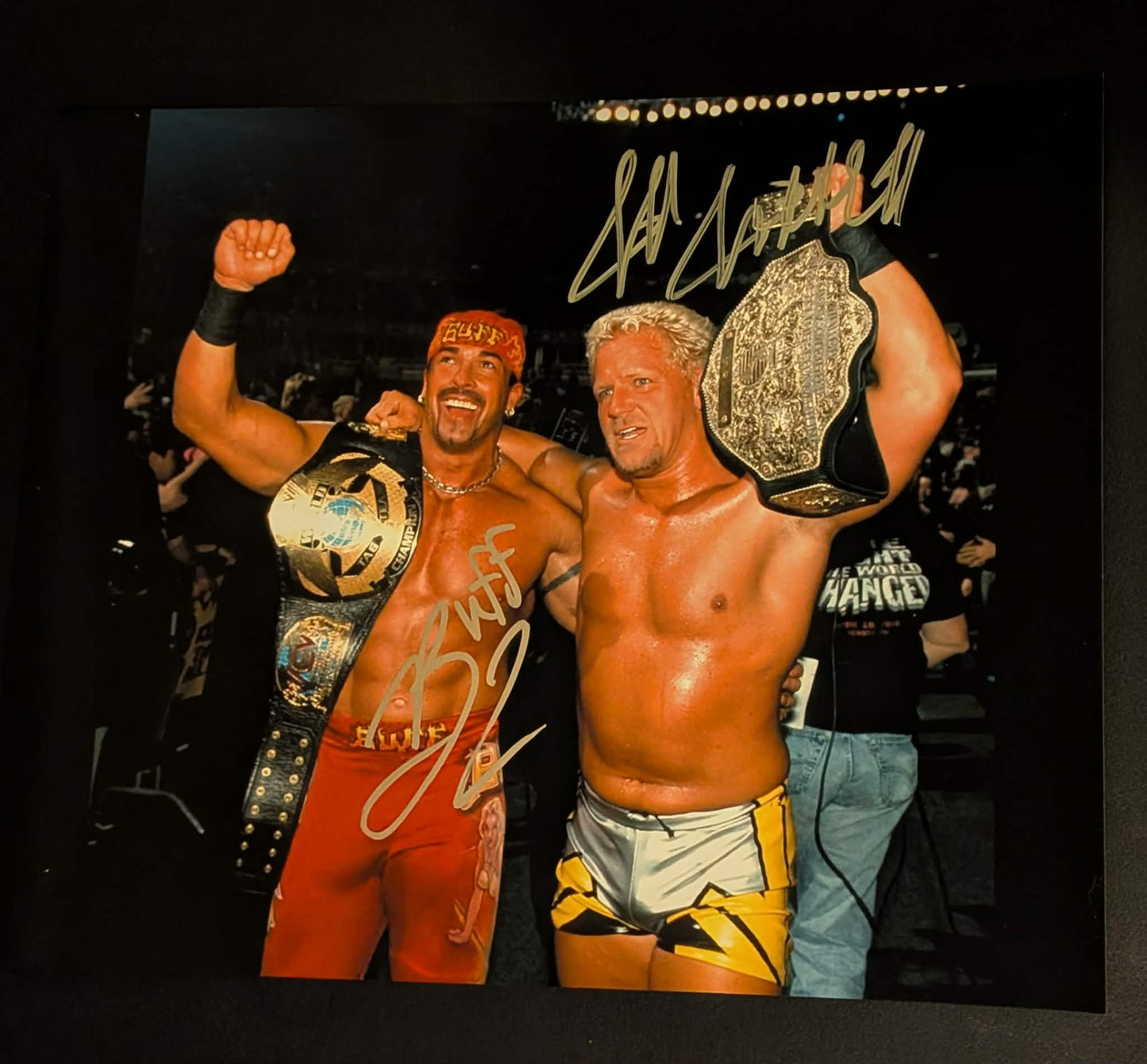 Jeff Jarrett & Buff Bagwell Dual Signed Photo (Tough To Find)