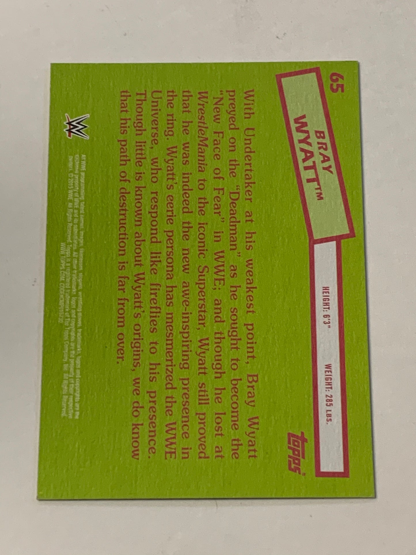 Bray Wyatt 2015 WWE Topps Heritage Silver Parallel