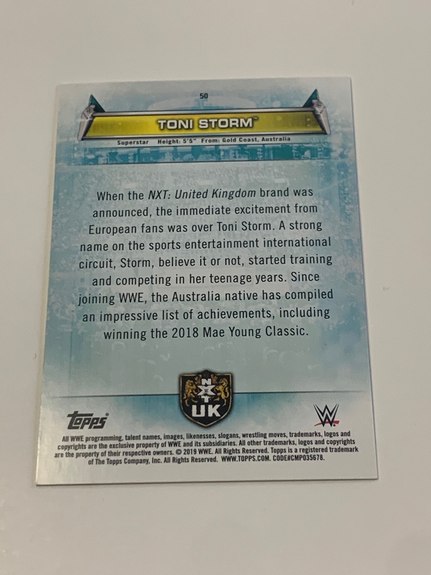 Toni Storm 2019 WWE NXT Topps ROOKIE Card