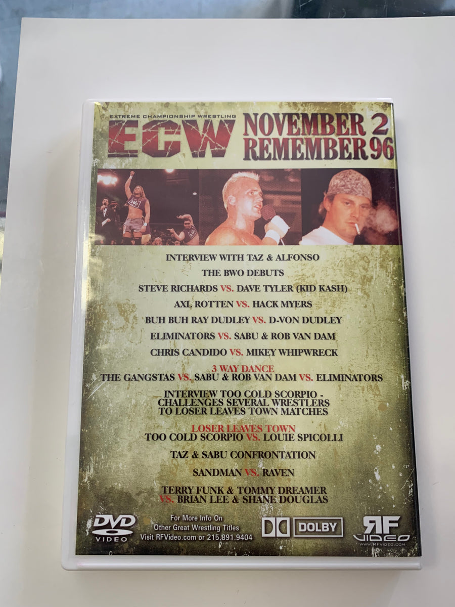 ECW DVD November 2 Remember 1996 (2 Disc Set) Sabu RVD Candido Raven ...