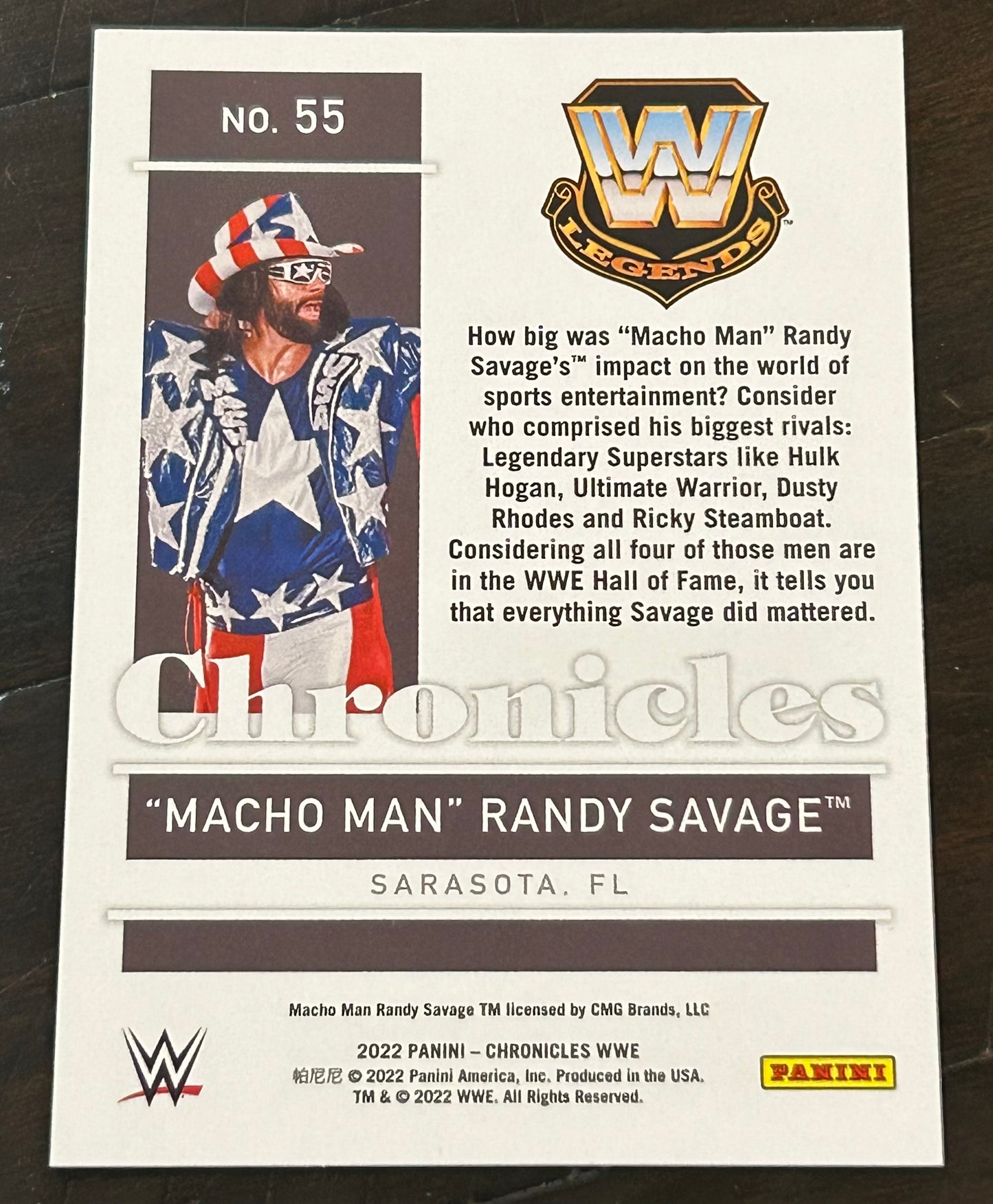 Macho Man Randy Savage 2022 WWE Panini Chronicles Card