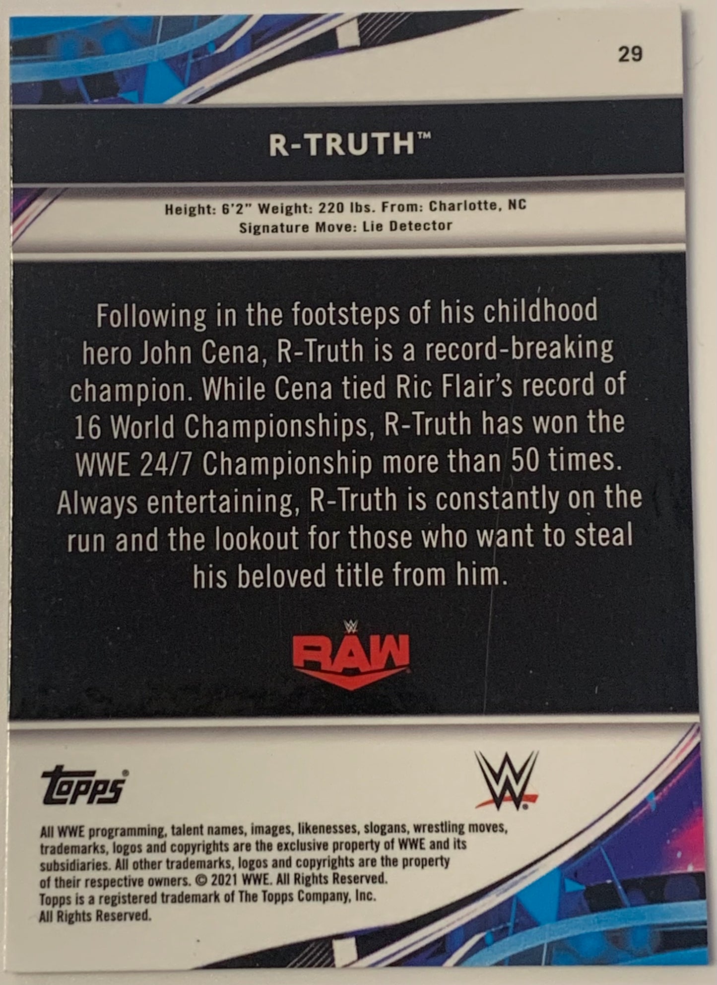 R-Truth 2021 WWE Topps Finest Card