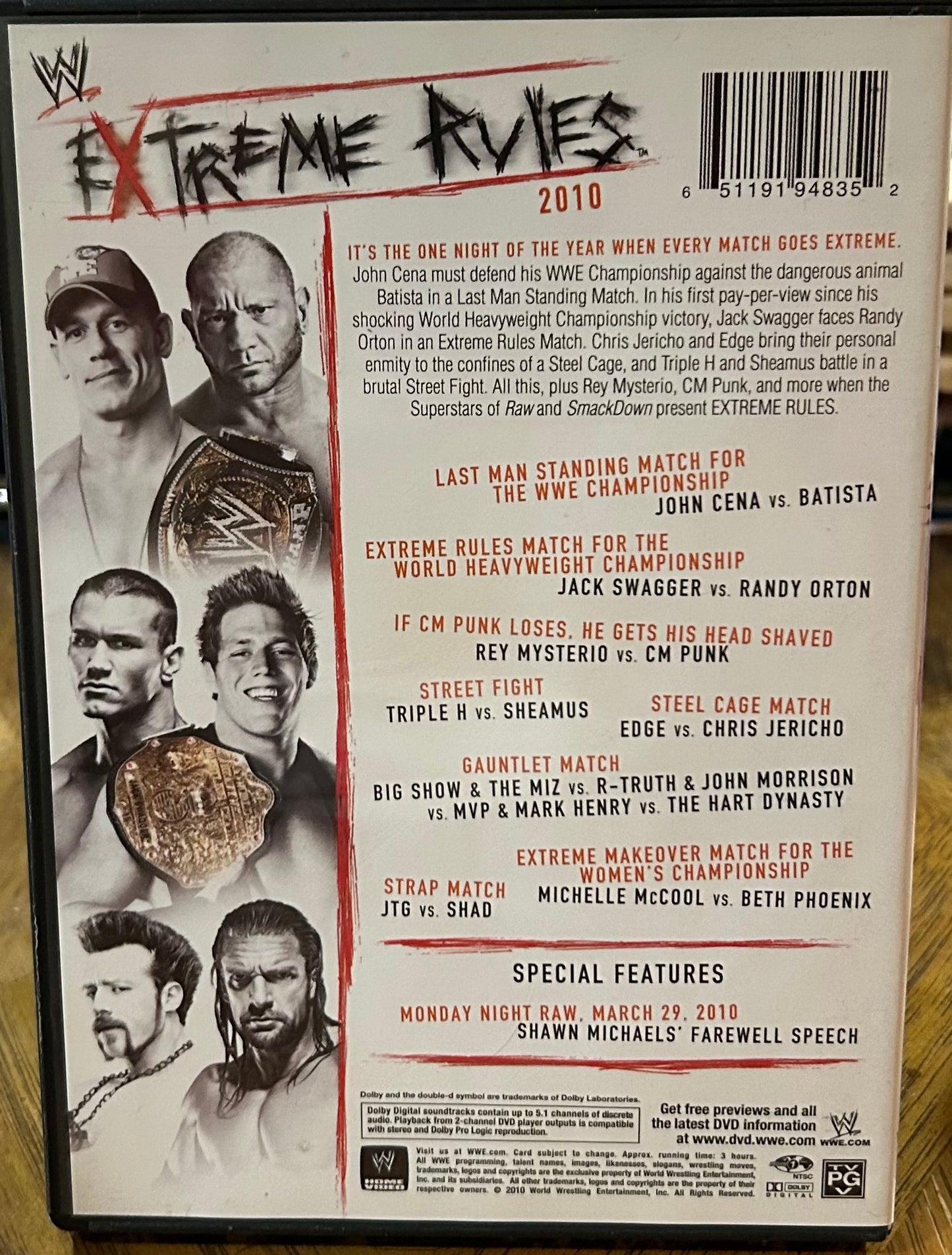 *WWE “Extreme Rules 2010” DVD (Cena, Batista, Orton & so much more)