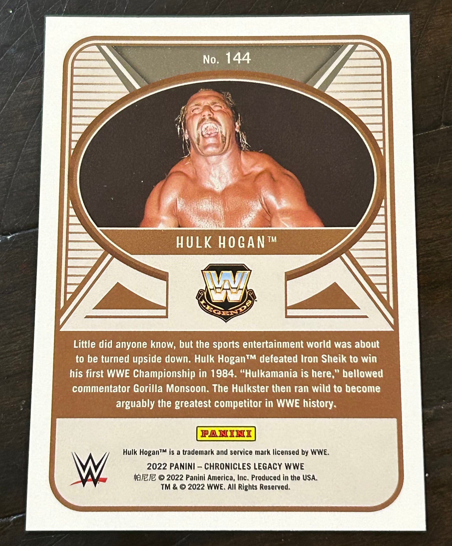 Hulk Hogan 2022 WWE Panini Chronicles Legacy Card