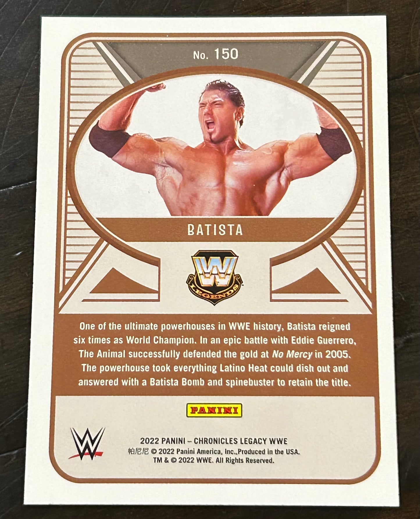 Batista 2022 WWE Panini Chronicles Legacy Card