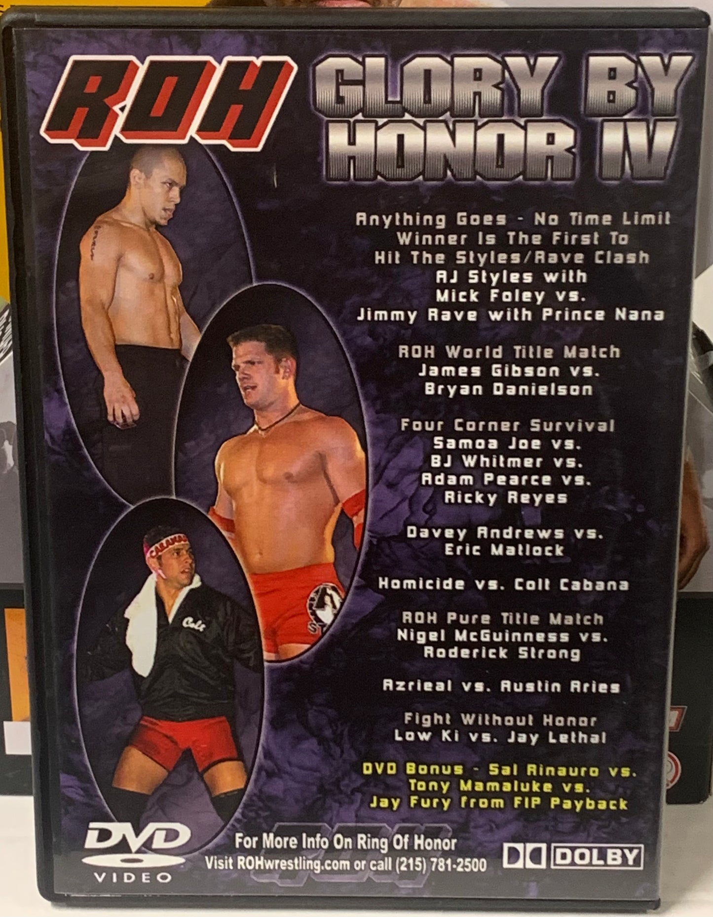 ROH Ring of Honor DVD “Glory By Honor 4” (2-Disc Set) 9/17/05 (Samoa Joe, AJ Styles, Foley, Danielson)