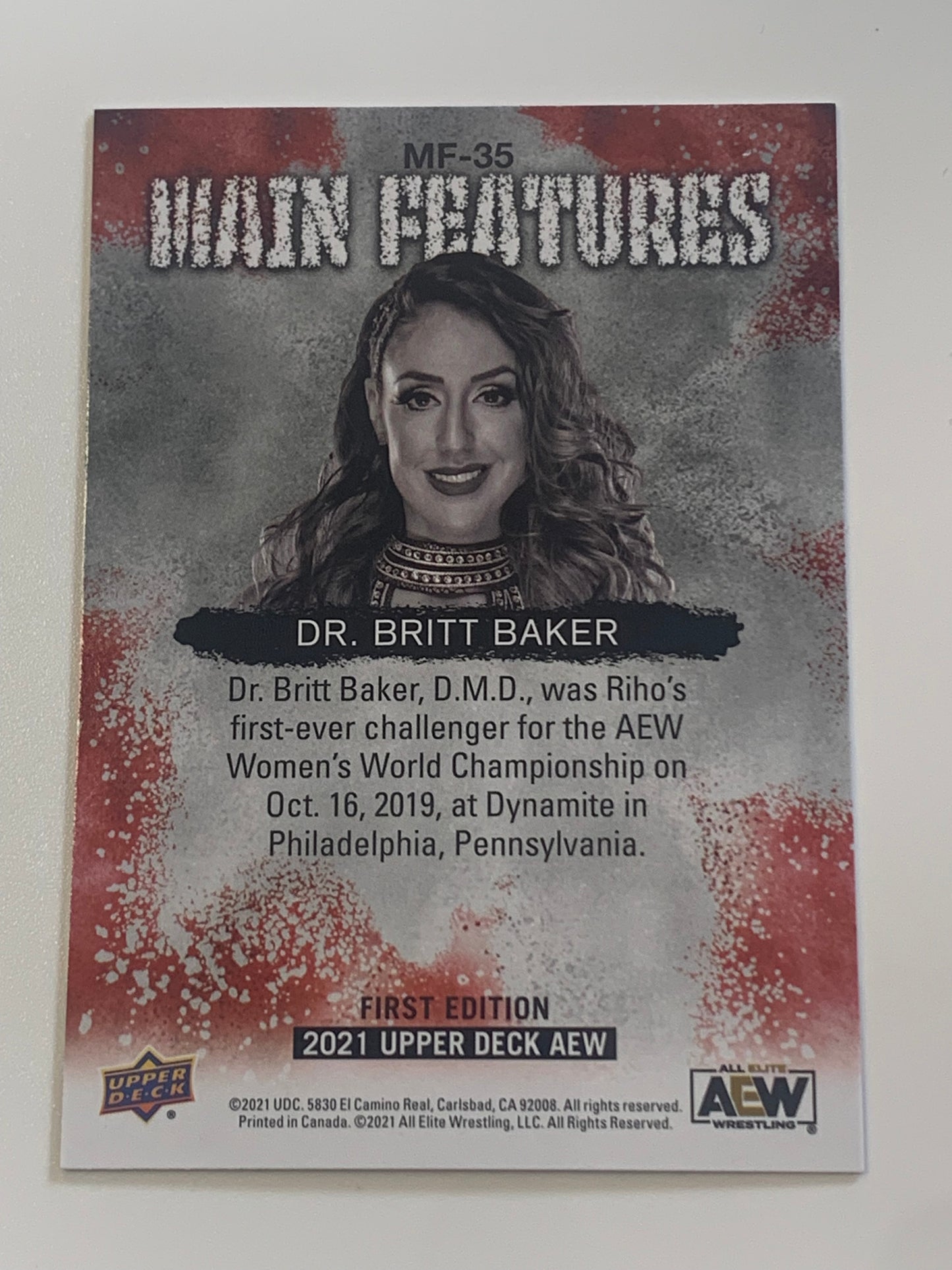 Britt Baker 2021 UD Upper Deck AEW Main Features