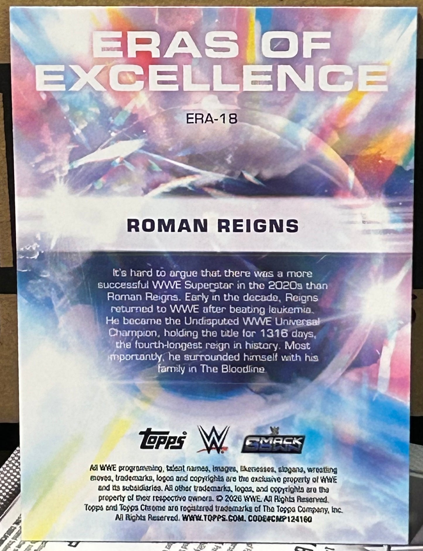 + Roman Reigns 2026 WWE Topps Chrome “Eras of Excellence” Insert Card
