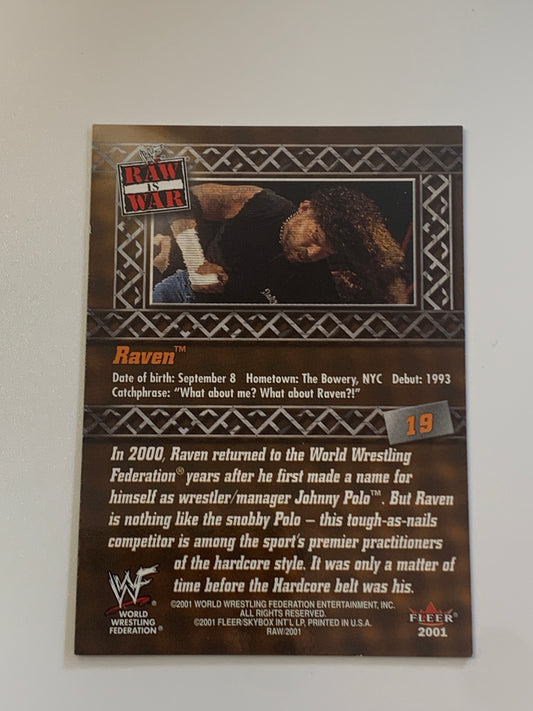 RAVEN Signed 2001 WWE Fleer Card COA #19