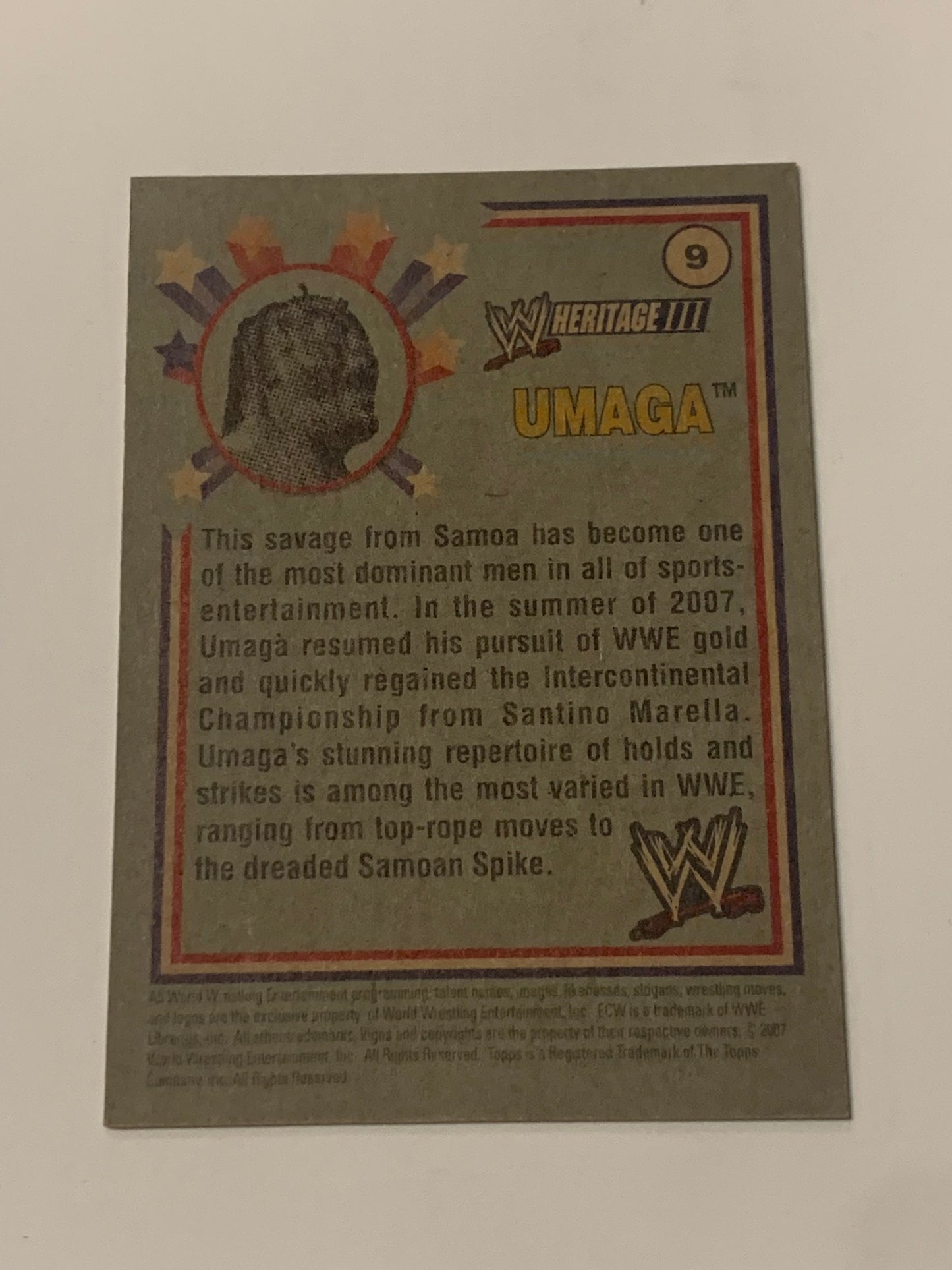 Umaga 2007 WWE Topps Heritage Card