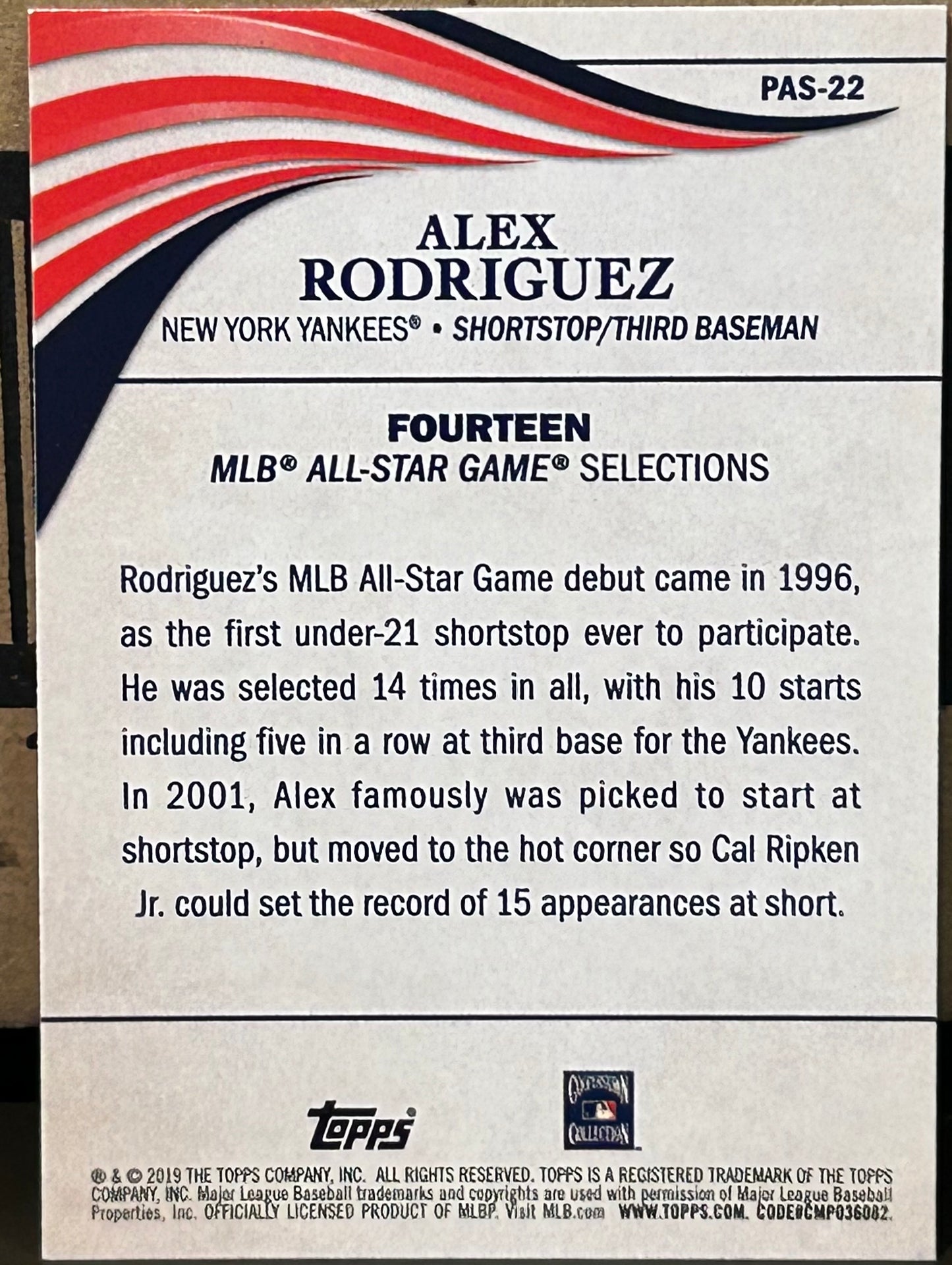 + Alex Rodriguez 2019 Topps Perennial All Stars Insert Card NEW YORK YANKEES