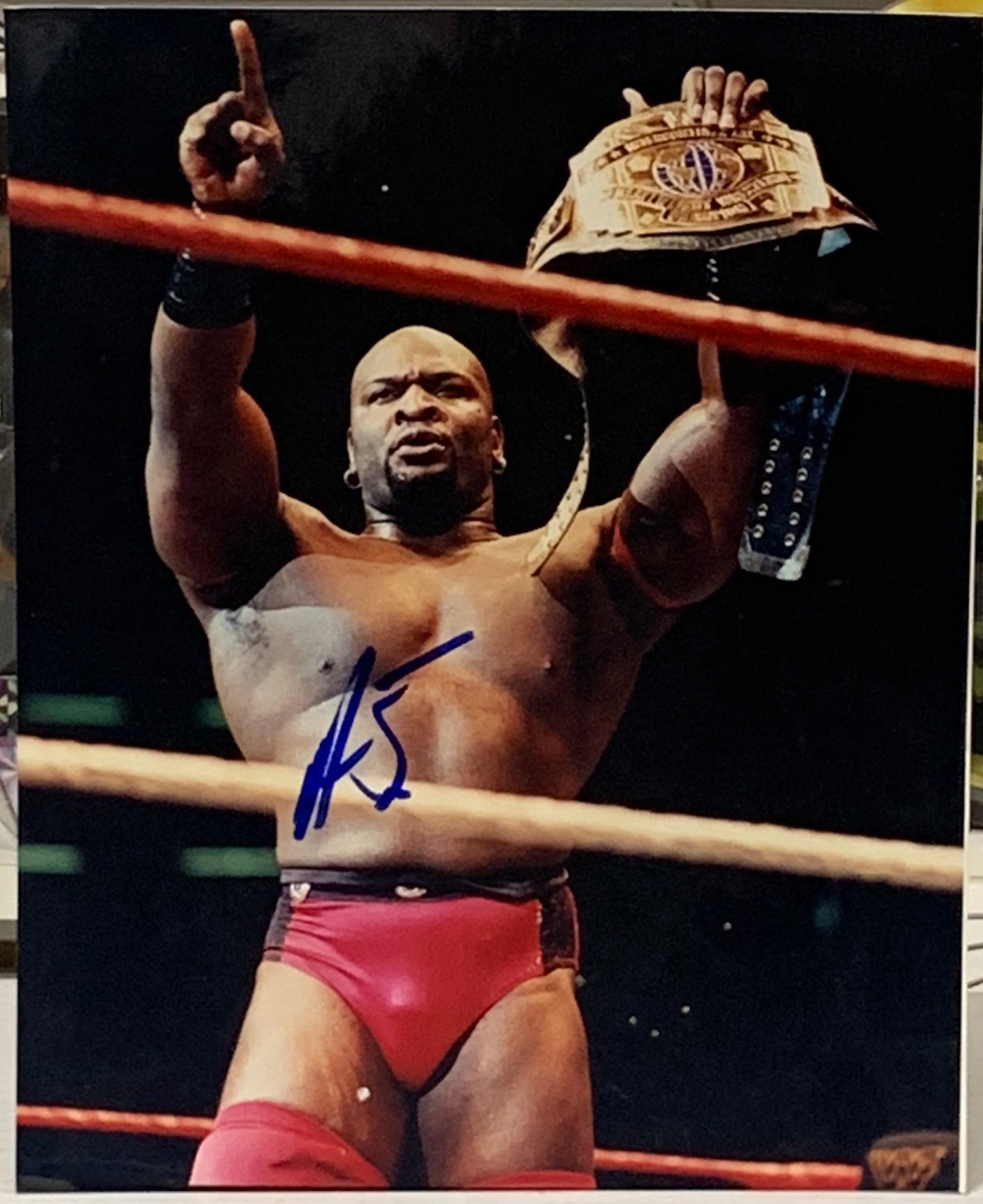 Ahmed Johnson WWF WWE Signed 8x10 Color Photo (Comes w/COA)