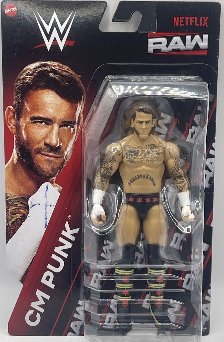 CM Punk WWE Mattel NETFLIX RAW Action Figure (Sealed, Never Opened)