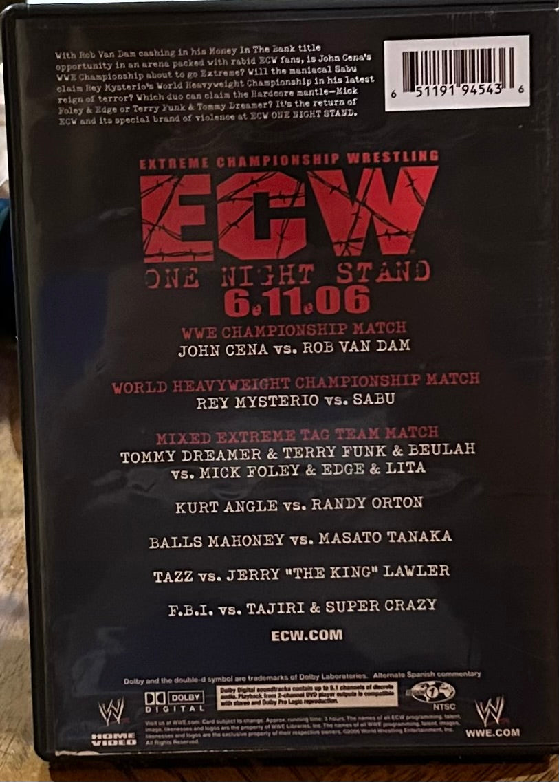 * WWE “ECW One Night Stand 2006” DVD (2-Disc set) Comes with ECW Barley Legal DVD