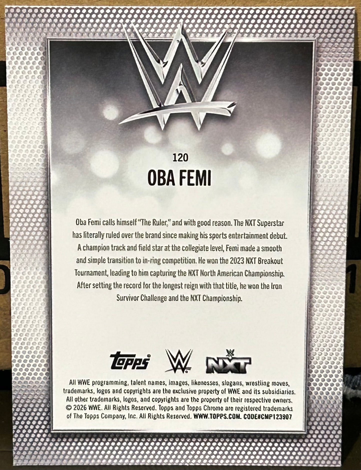 + Oba Femi 2026 WWE Topps Chrome Card (2026 King of The Ring)