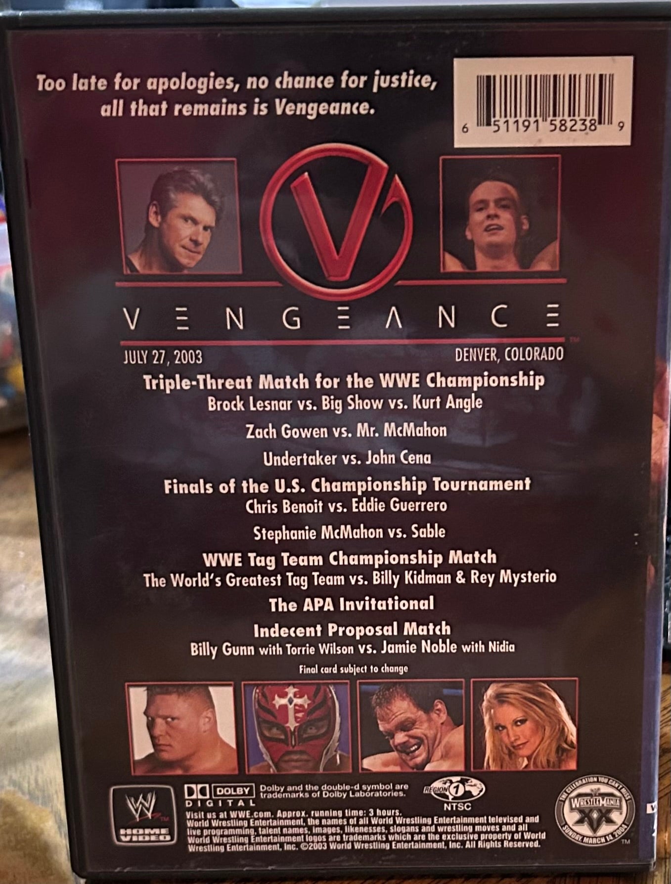 * WWE”Vengeance 2003” DVD (Brock Lesnar, John Cena, Kurt Angle & so much more))