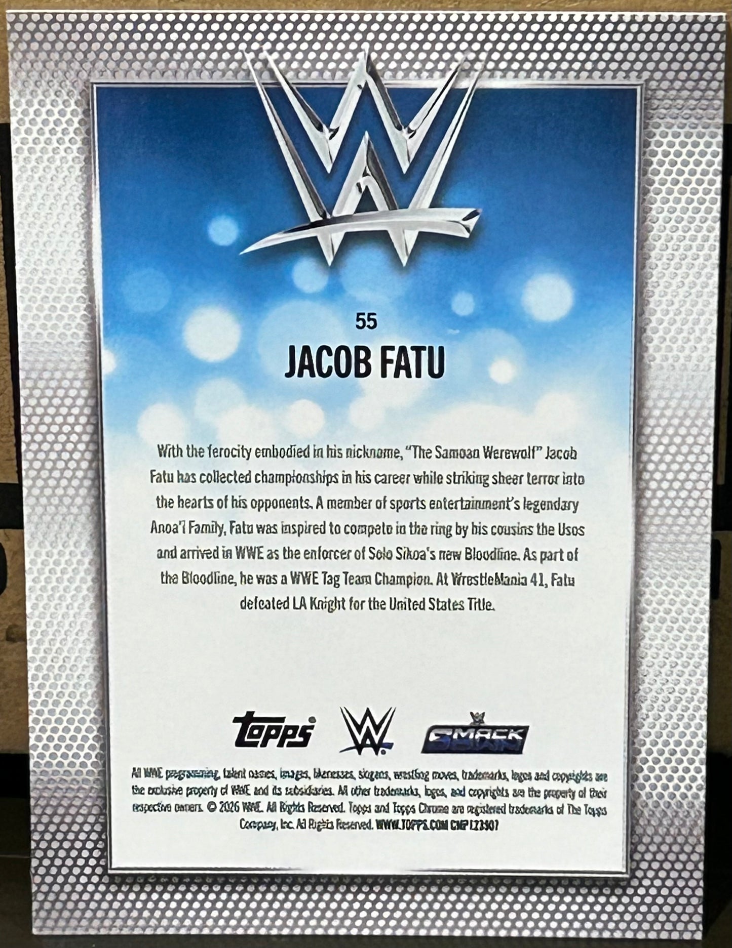 + Jacob Fatu 2026 WWE Topps Chrome Card