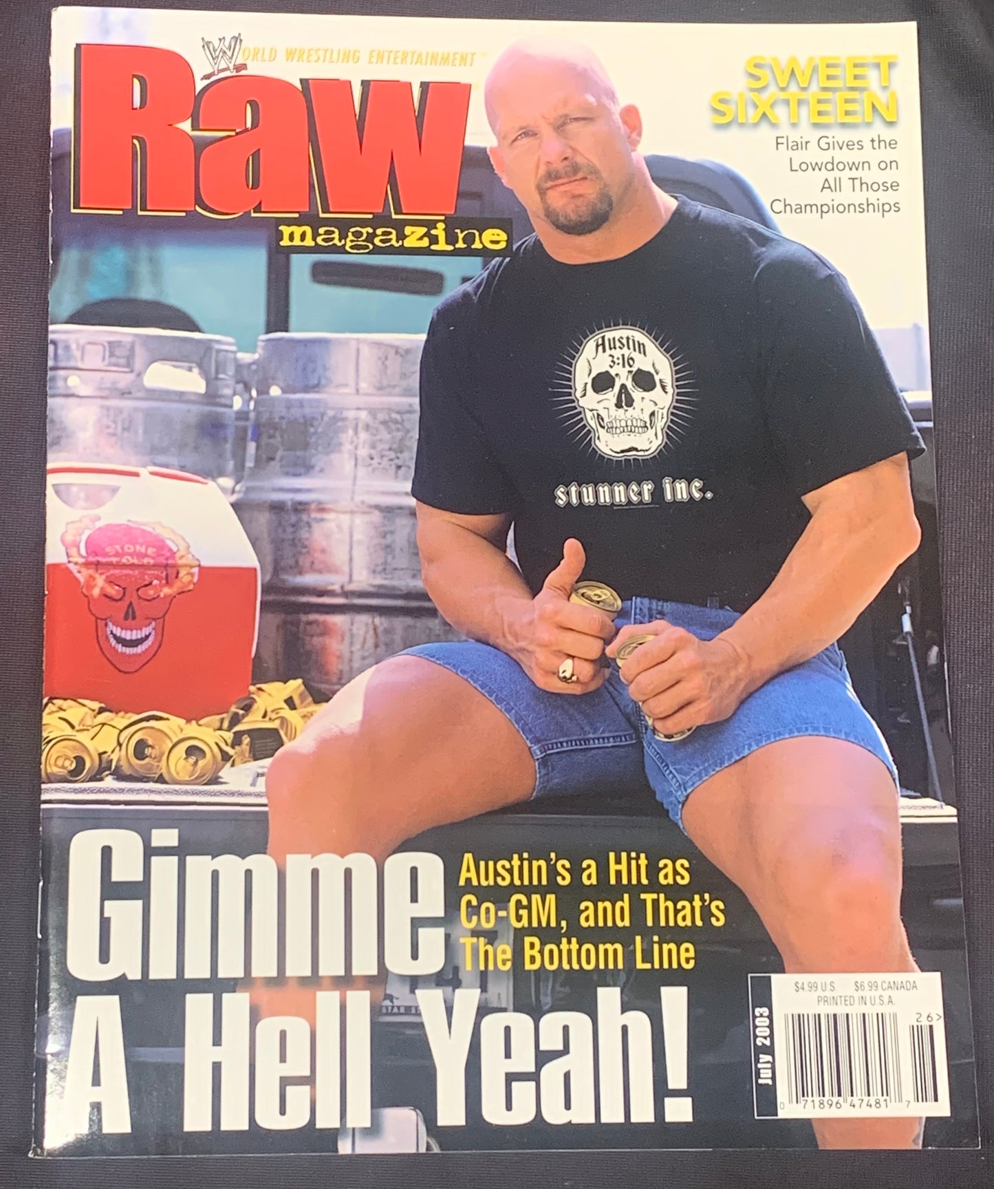 WWE RAW Magazine July 2003 Stone Cold Steve Austin (Double Sided Poster Terri Runnels)