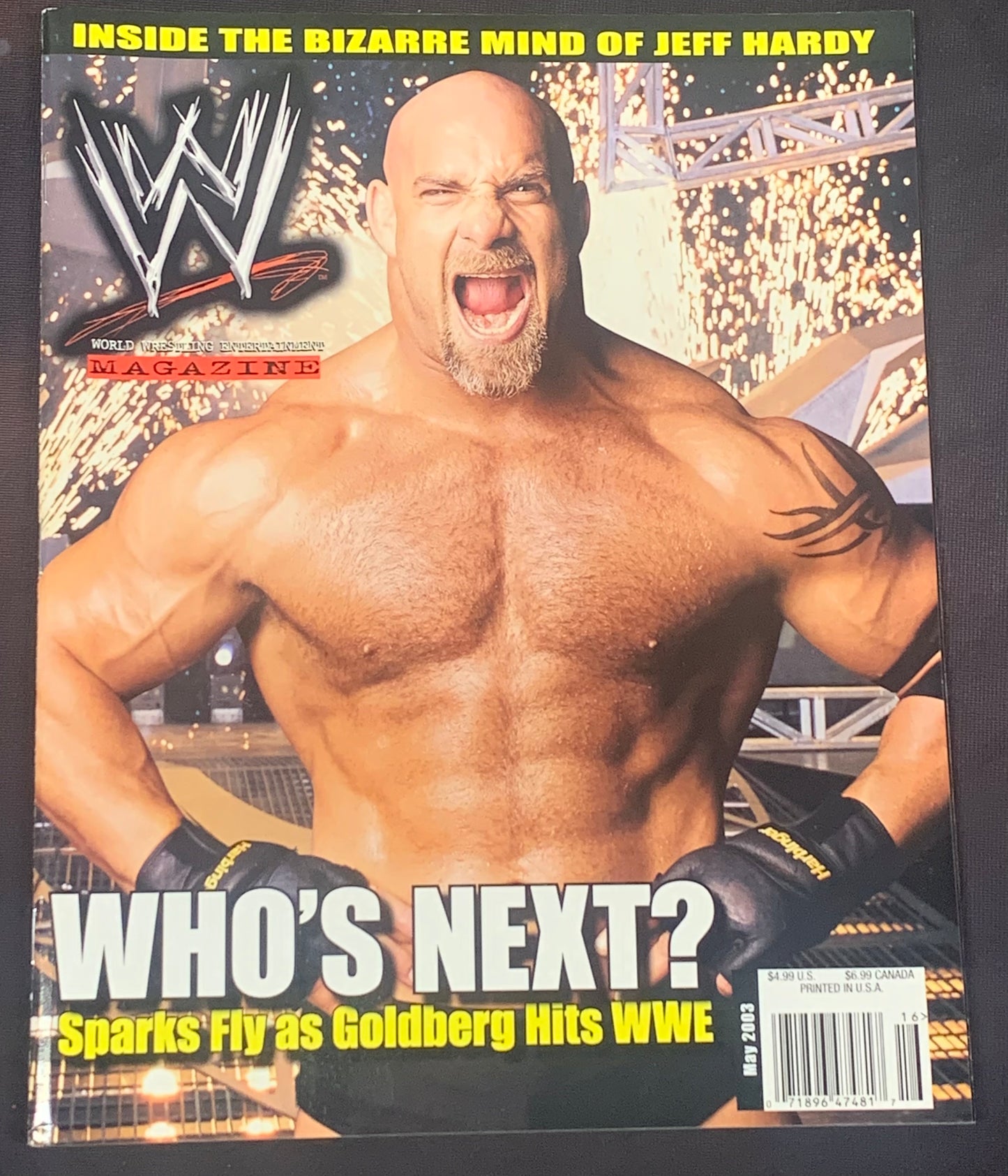 WWE Magazine May 2003 GOLDBERG (Awesome Double Sided Color poster of Goldberg Inside)