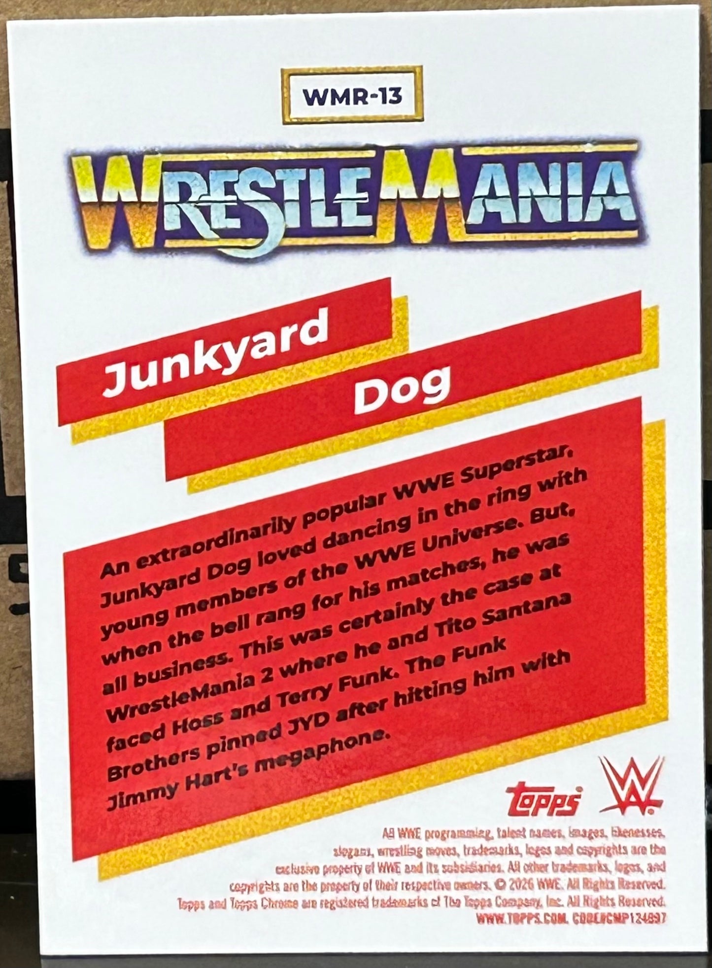 + Junk Yard Dog 2026 WWE Topps Chrome “Wrestlemania” Insert Card