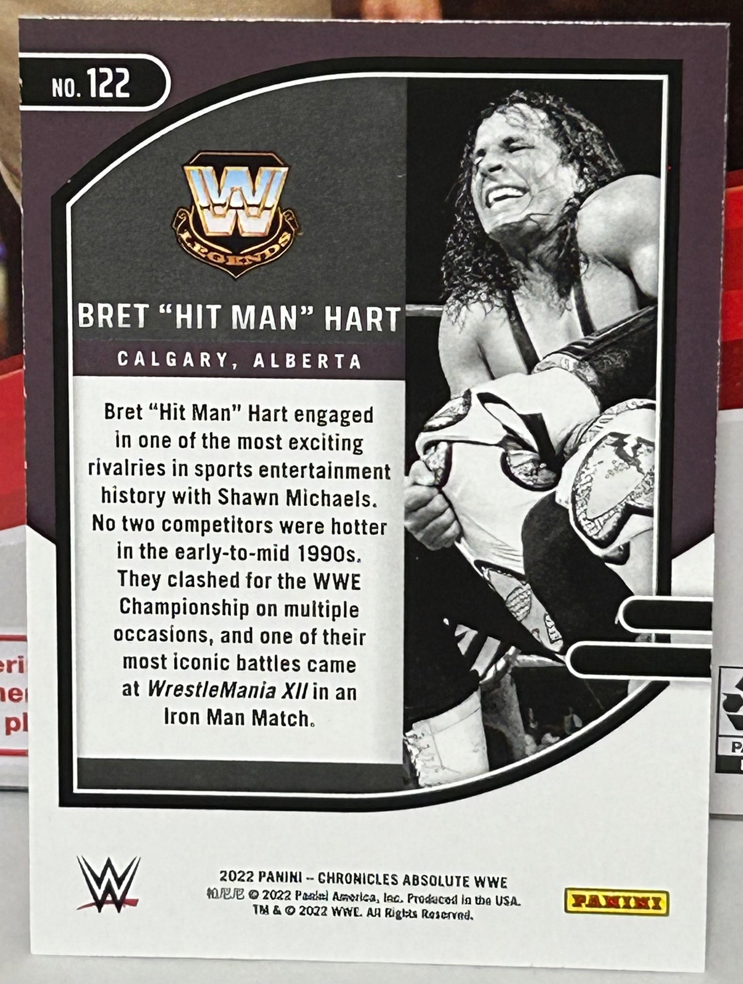 Bret “The Hitman” Hart 2022 WWE Panini Chronicles Absolute Card