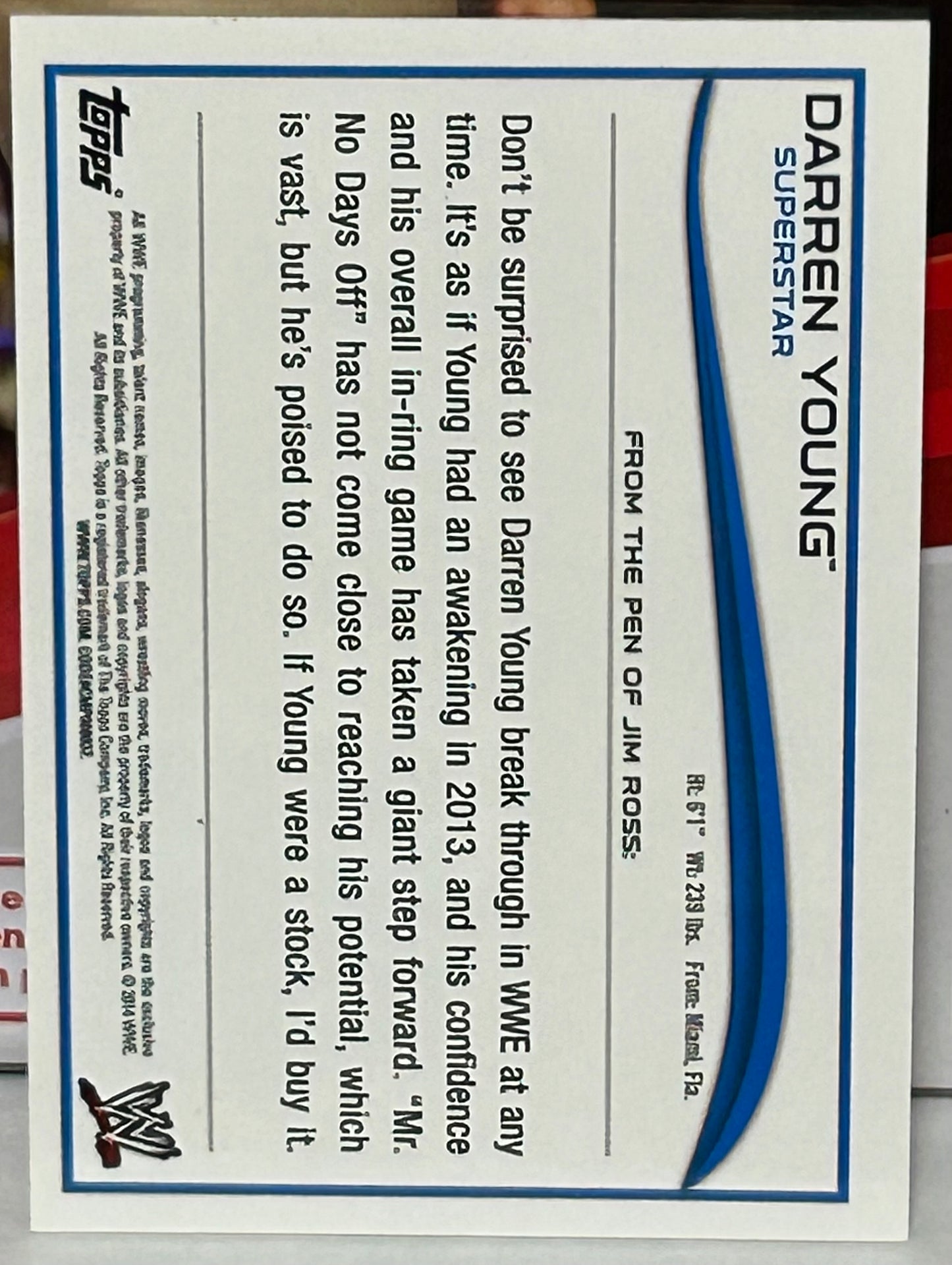 Darren Young 2014 WWE Topps Authentic Event-Worn Shirt Relic