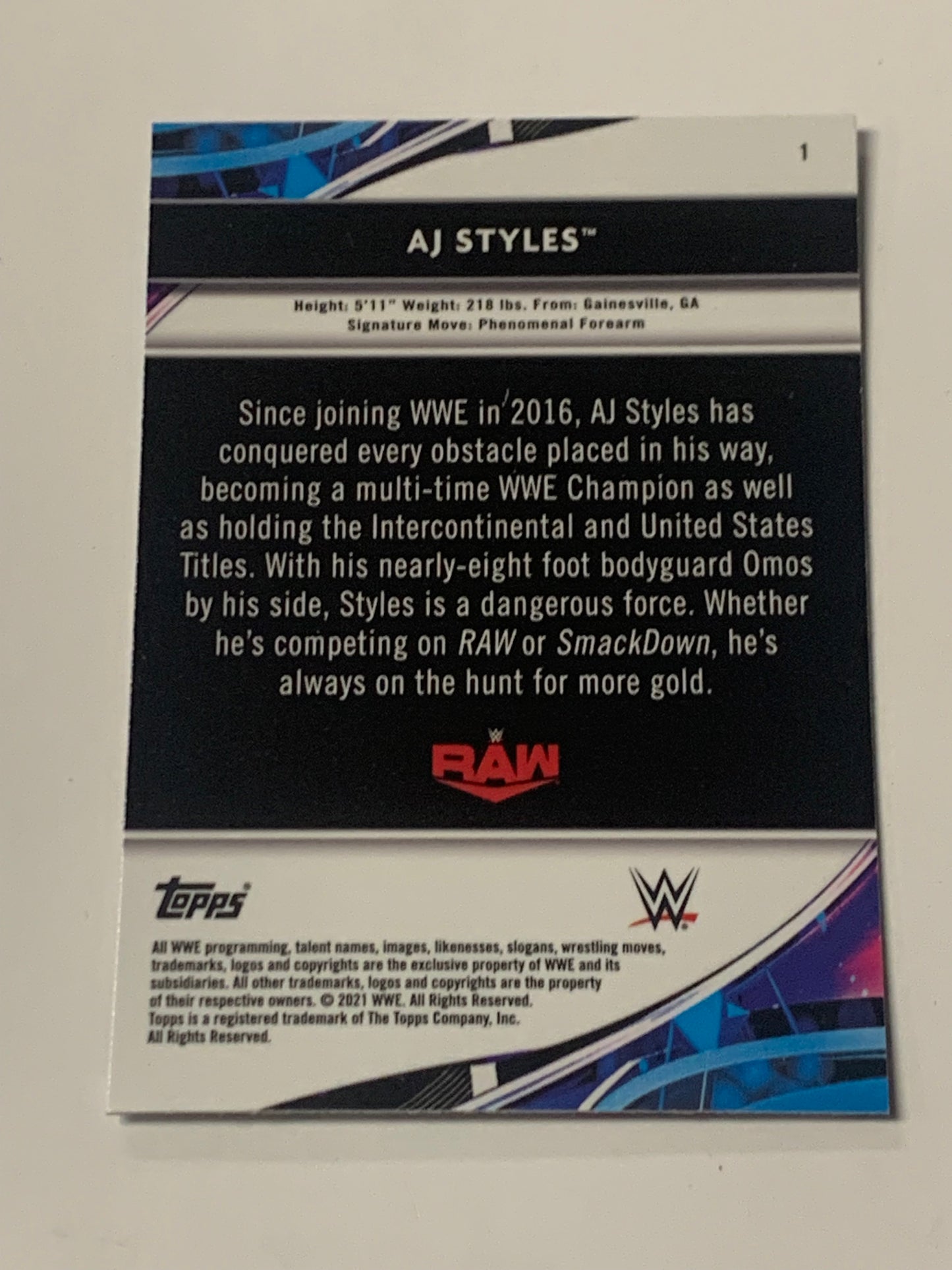 AJ Styles 2021 WWE Topps Finest X-Fractor Card