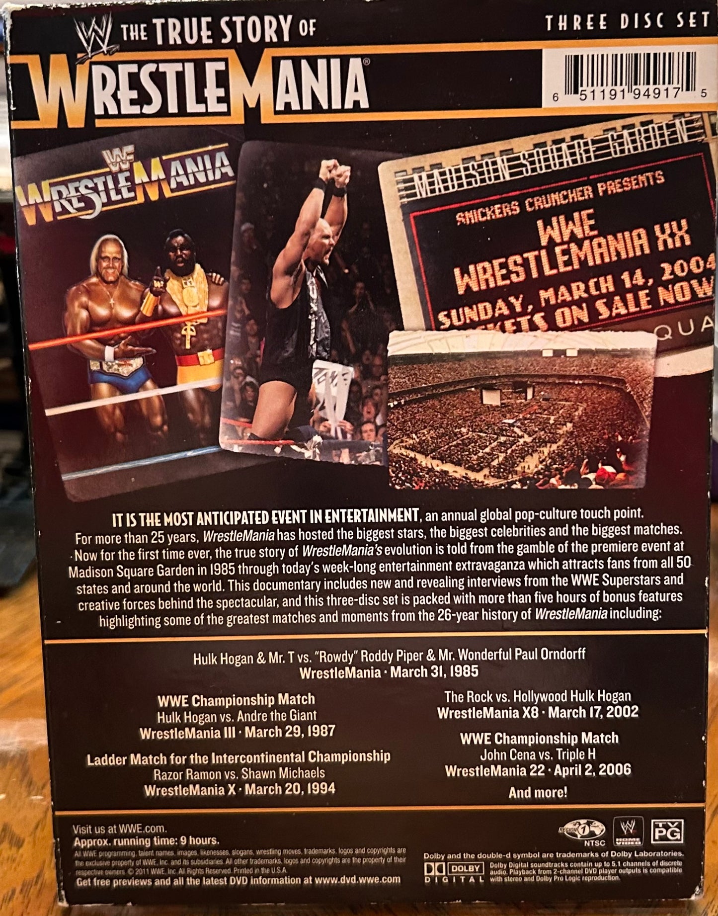 * WWE “The True Story of Wrestlemania” DVD (3-Disc set)
