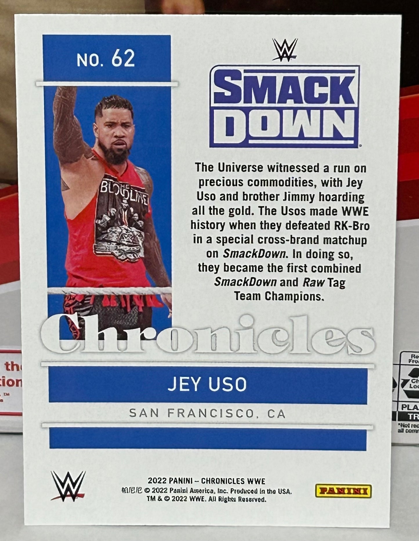 Jey Uso 2022 WWE Panini Chronicles Bronze Parallel Card
