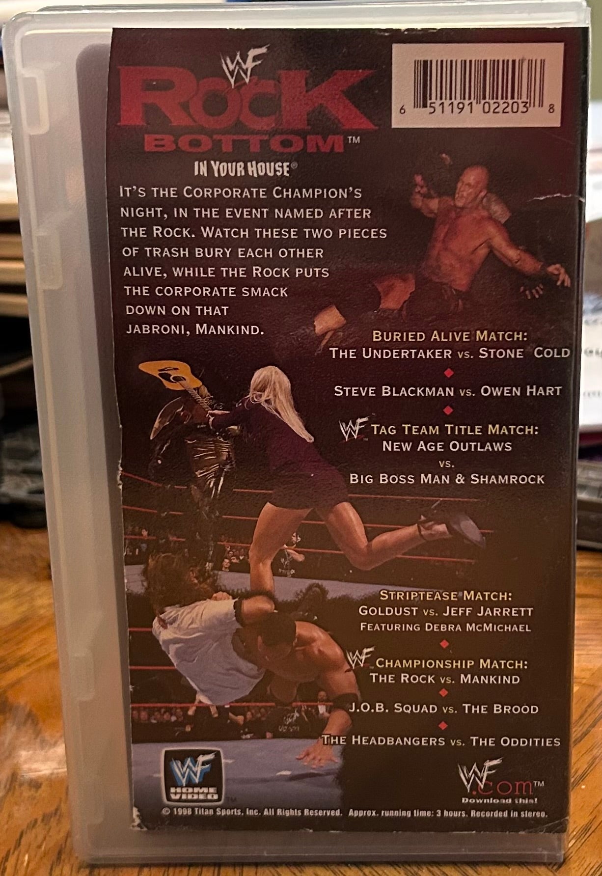 * WWF WWE “Rock Bottom 1998” VHS (WWE Home Video)