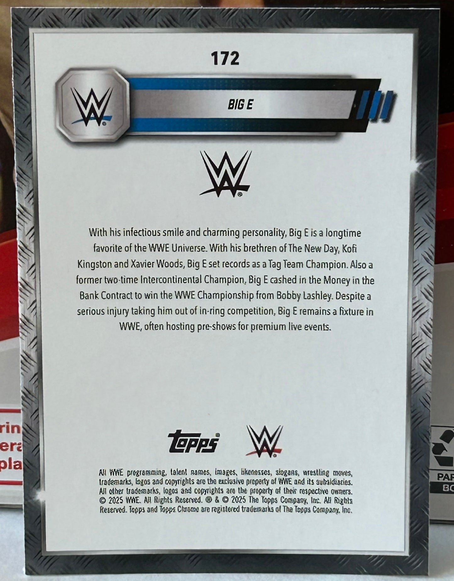 Big E 2025 WWE Topps Chrome SEPIA REFRACTOR Card