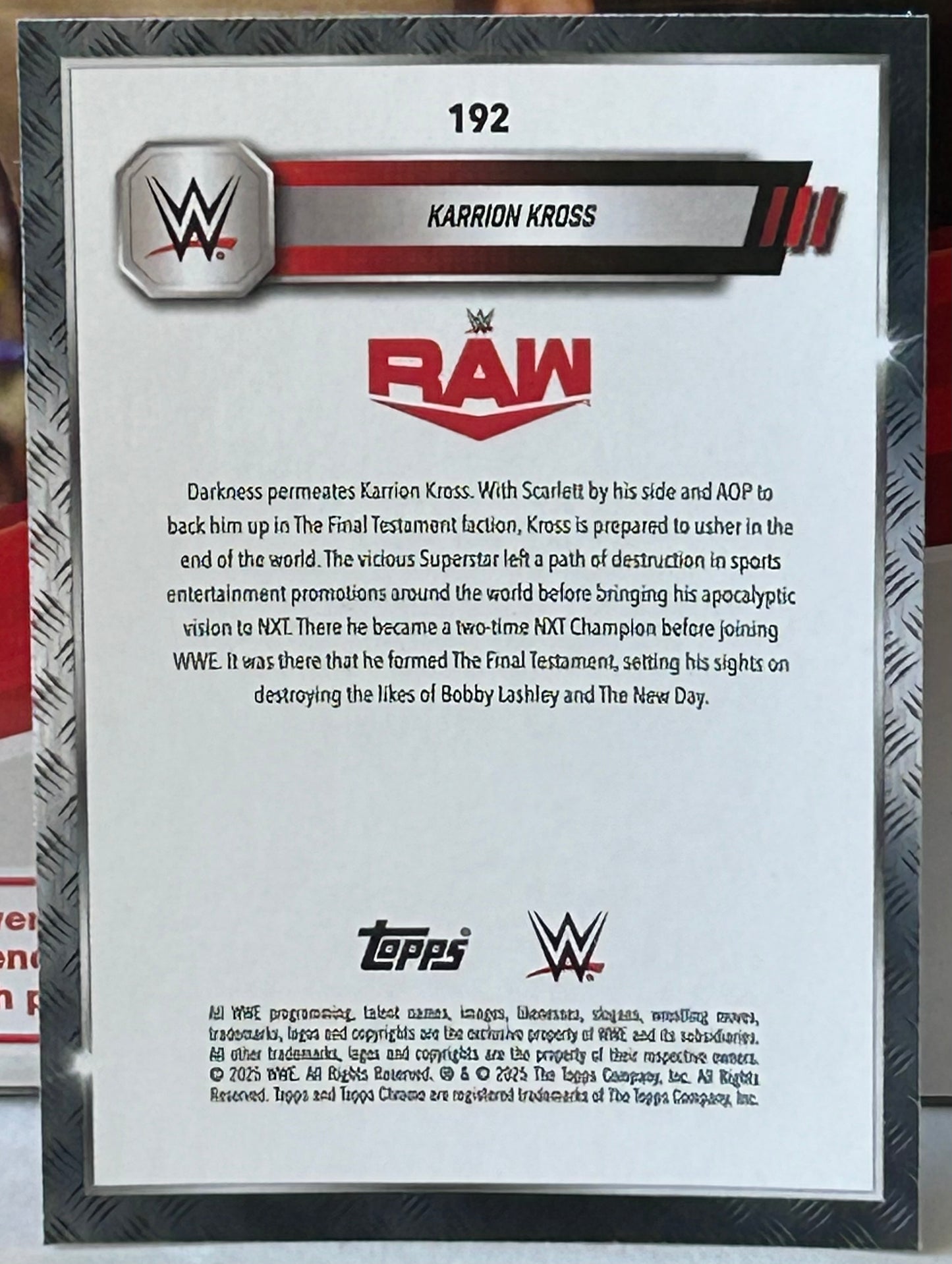 Karrion Kross 2025 WWE Topps Chrome PRIZM REFRACTOR Card