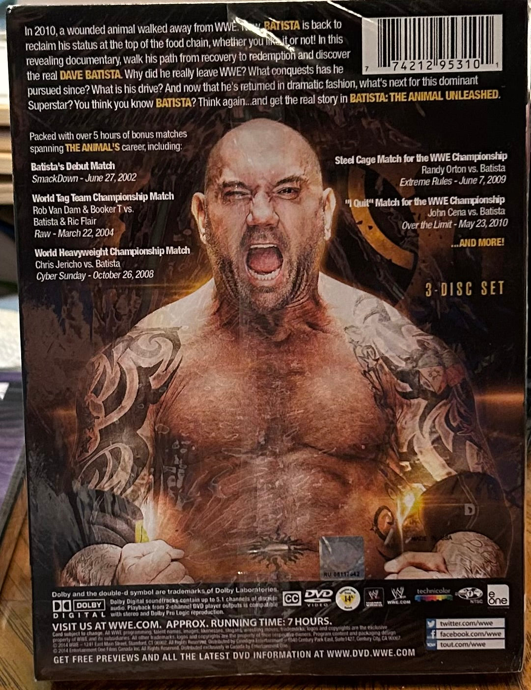 * WWE “Batista, The Animal Unleashed” DVD (Sealed, 3-Disc set)