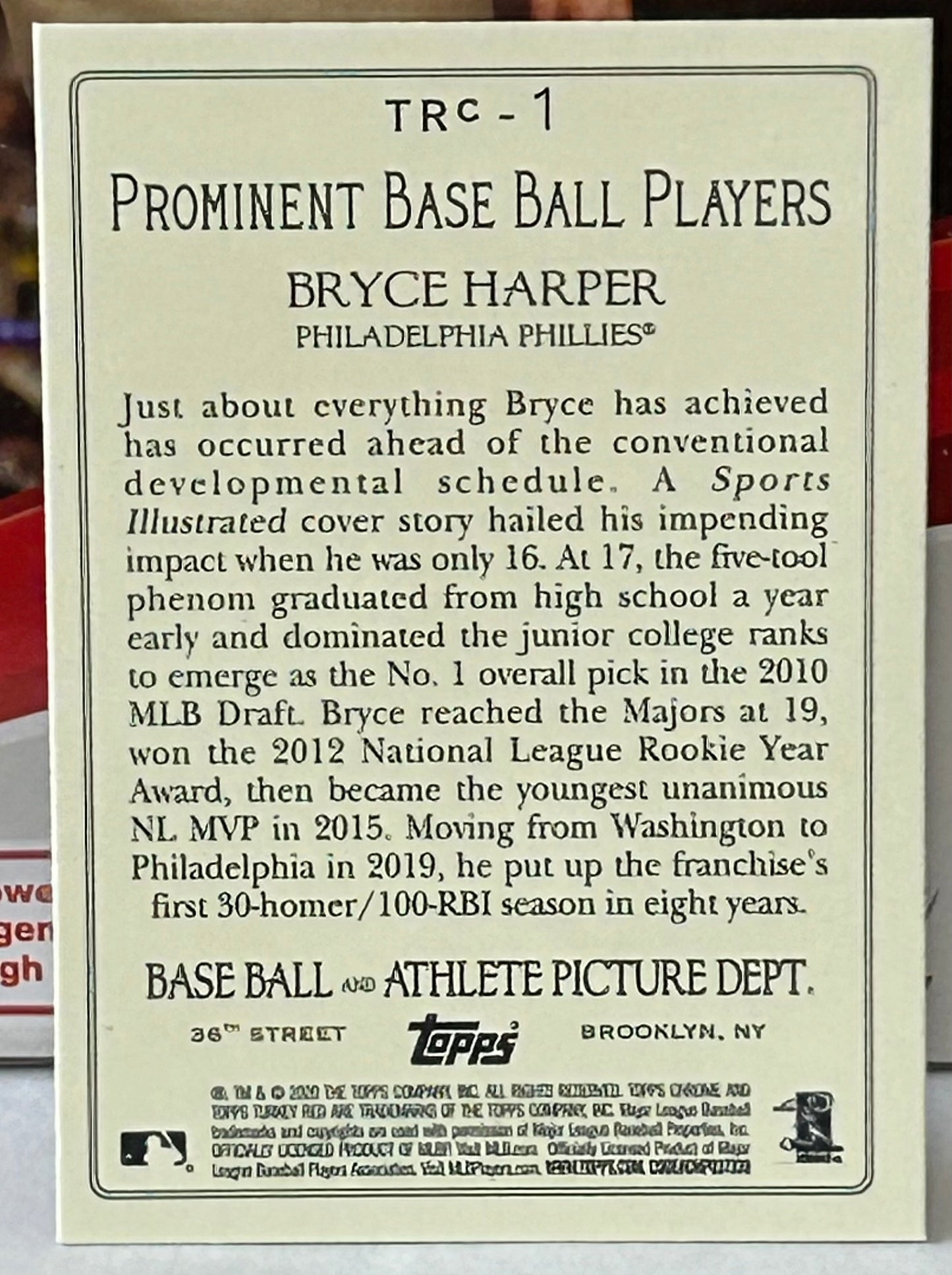 Bryce Harper 2020 Topps Chrome Topps Turkey Red Insert Card