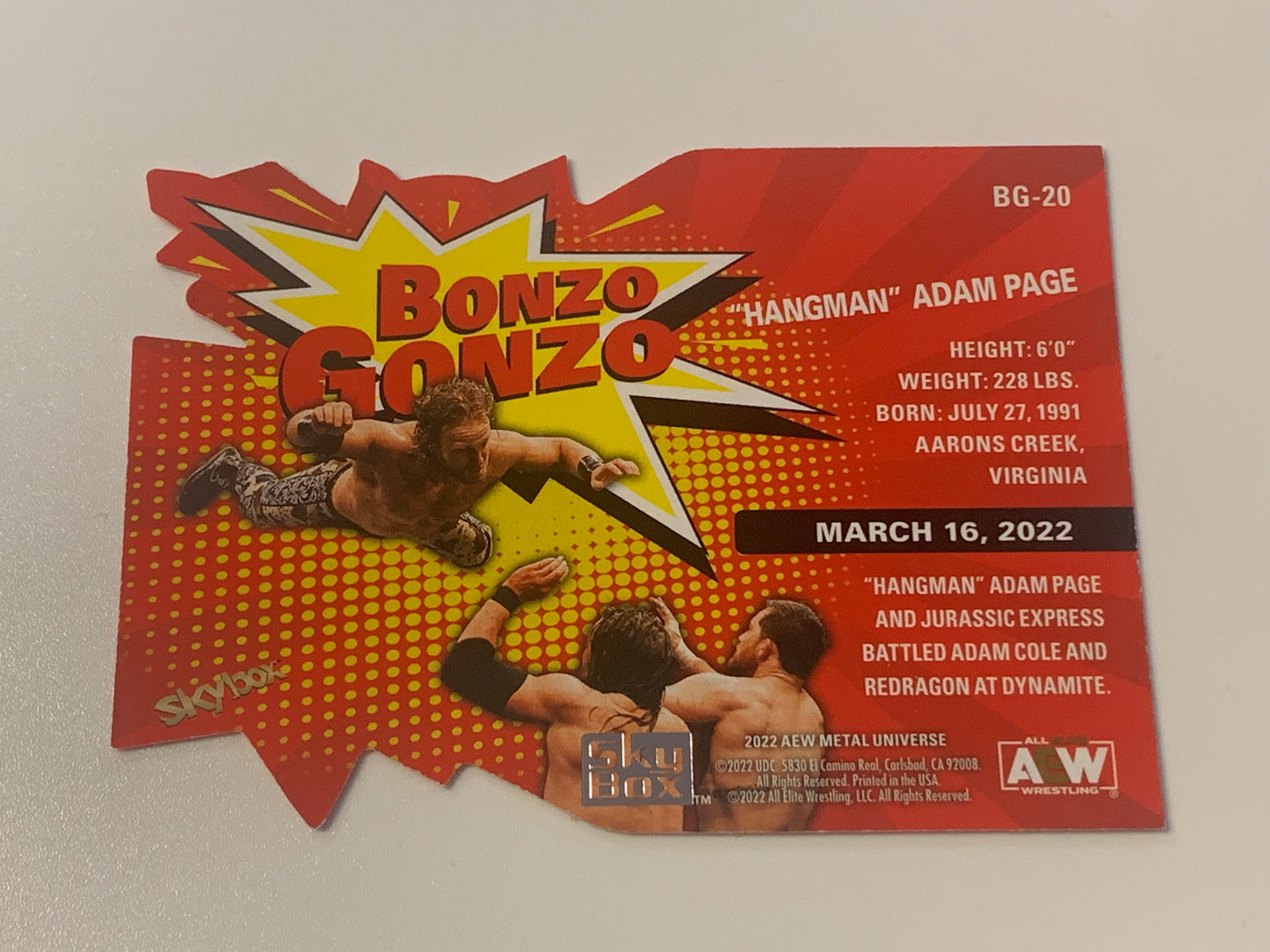 Hangman Adam Page 2022 AEW Skybox Metal “Bonzo Gonzo” Insert