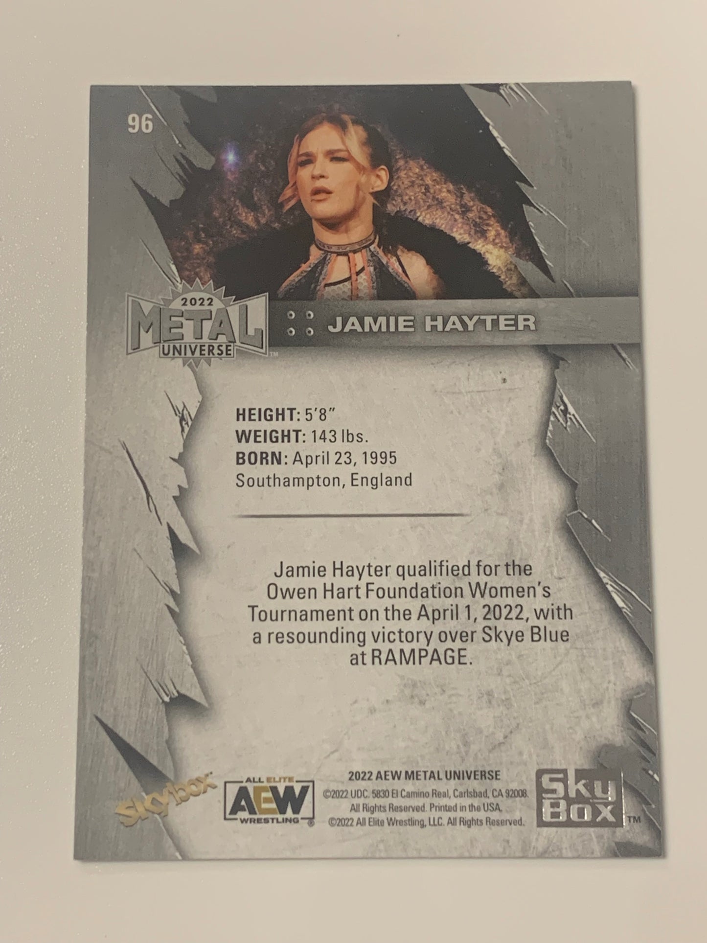 Jamie Hayter 2022 AEW Skybox Metal Card
